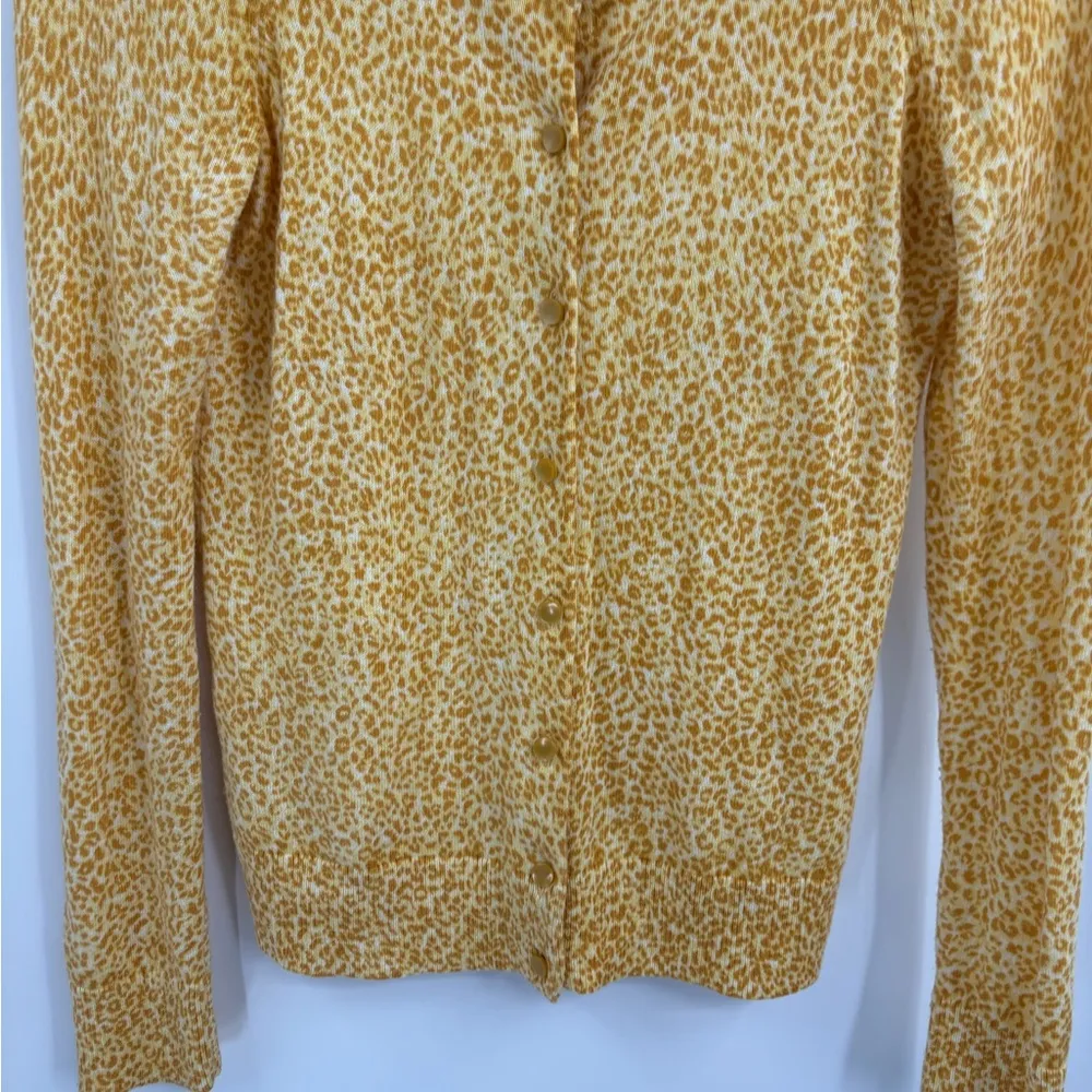 Talbots Cotton Angora Blend Golden Yellow cheetah leopard Cardigan Sweater Small - Image 4