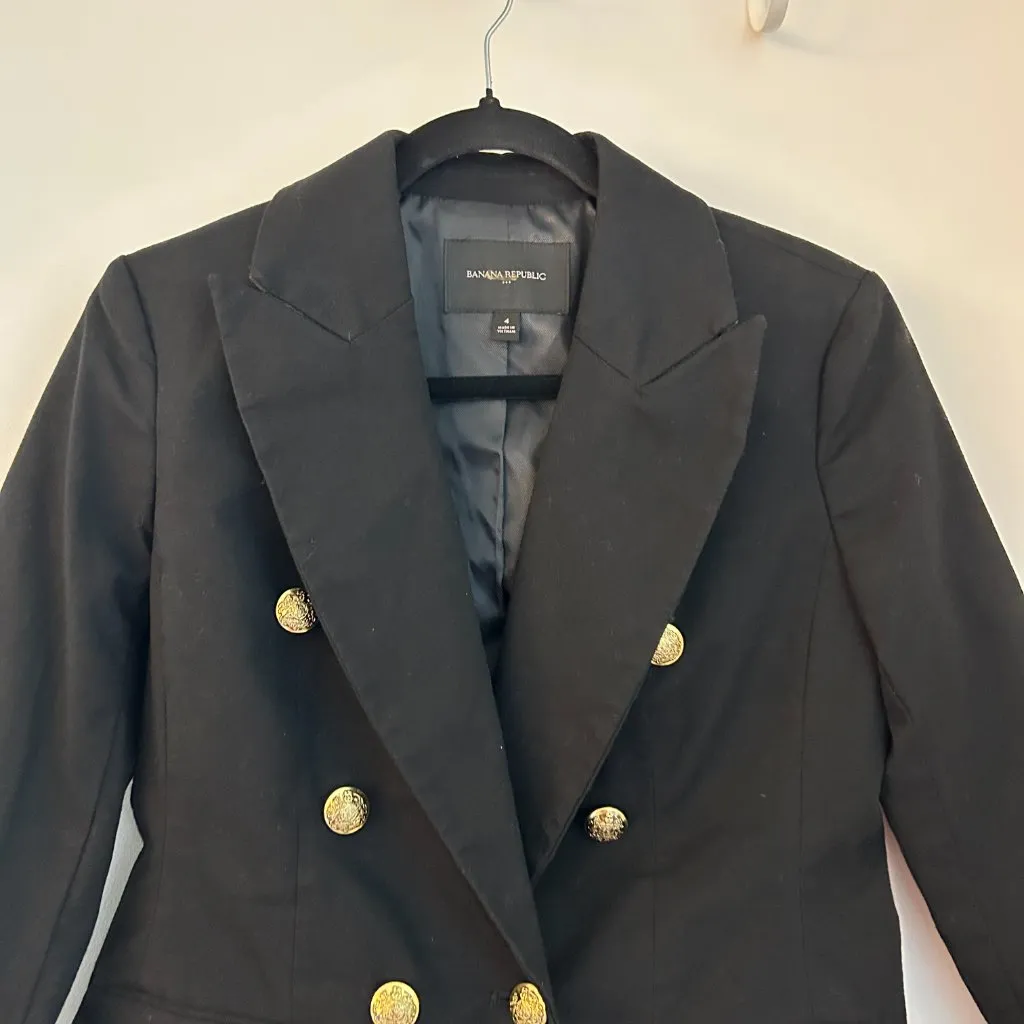 Banana Republic Women's Double Breasted Cadet Blazer in Black Size 4 - Image 5