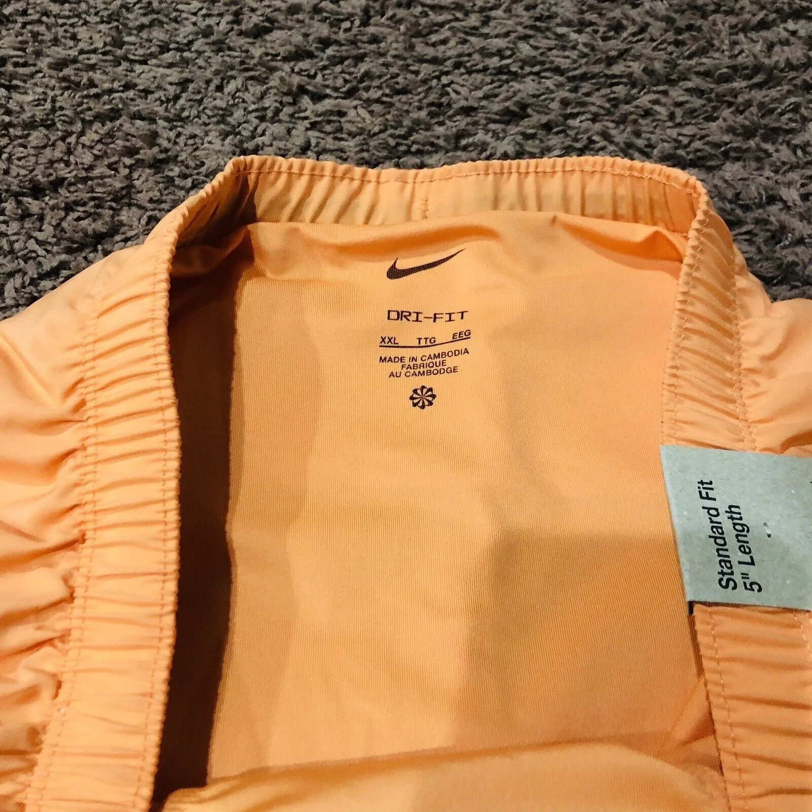 Nike Dri-FIT Running Shorts Peach Blue Accent Men's XXL 5 Inch Length - Image 4