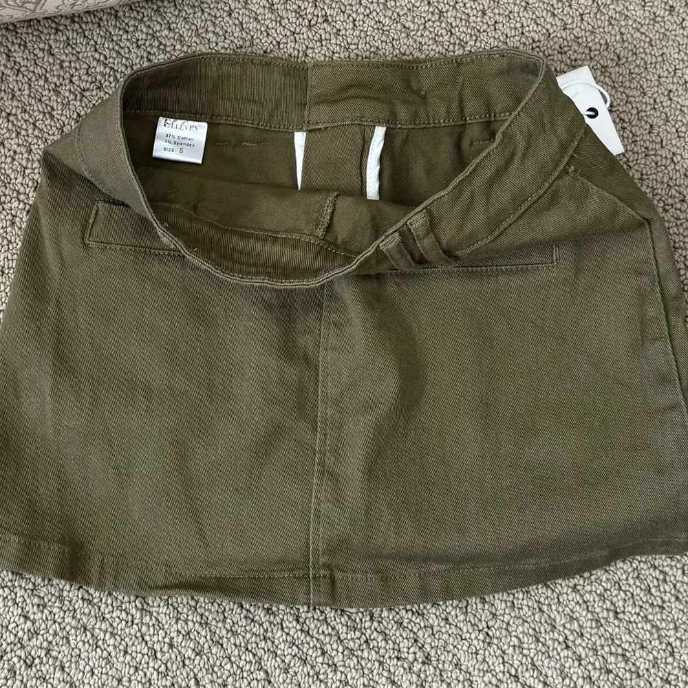 Olive Green Mini Skirt with Skort Design - Image 3