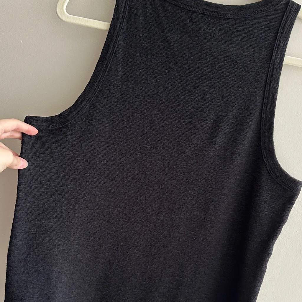 Madewell Highneck Black Tank Top, Casual Basic Layering Tank, Size Large - Image 13