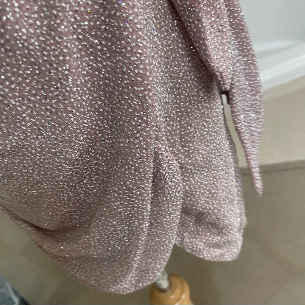 Aqua Metallic Faux Wrap Dress - Mauve Silver Size‎ 4 EUC Glitter. New Years EUC - Image 14