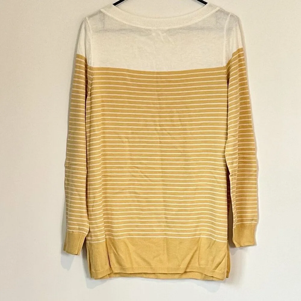 NWT CASLON Colorblock Striped Sweater in Yellow Placed Stripe - M - Image 7