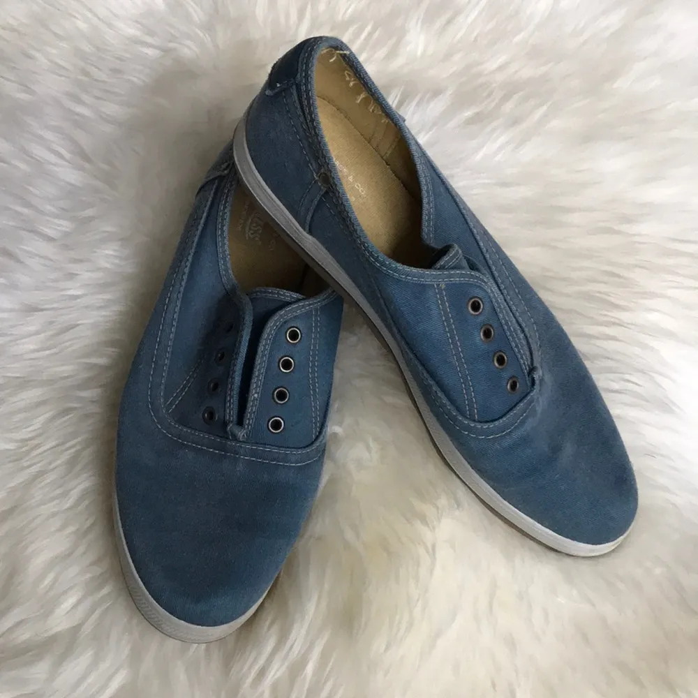 G.H. Bass Chambray Blue Waxed Canvas Tennis Shoes Sneakers Sz 8 - Image 5