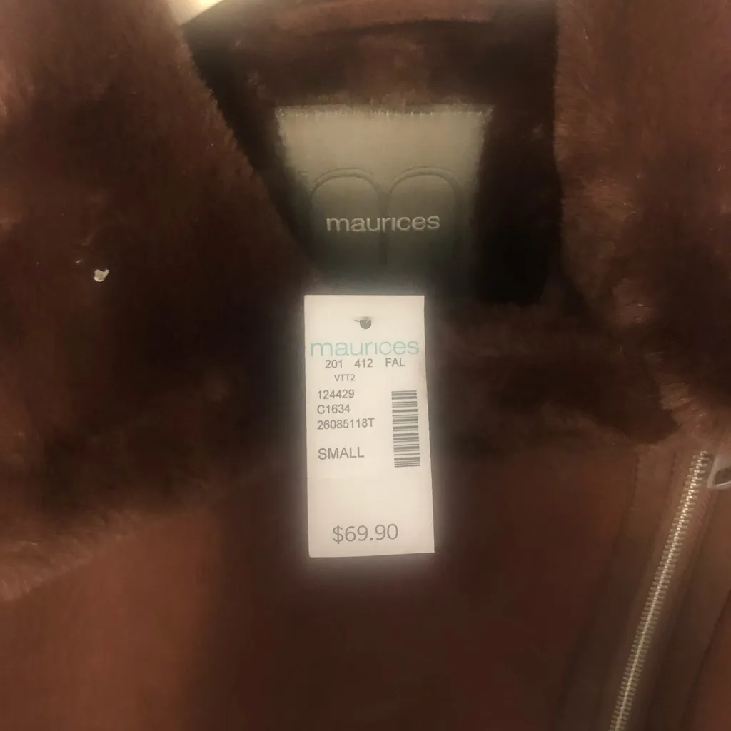 Brown faux suede jacket. Size small - Image 3