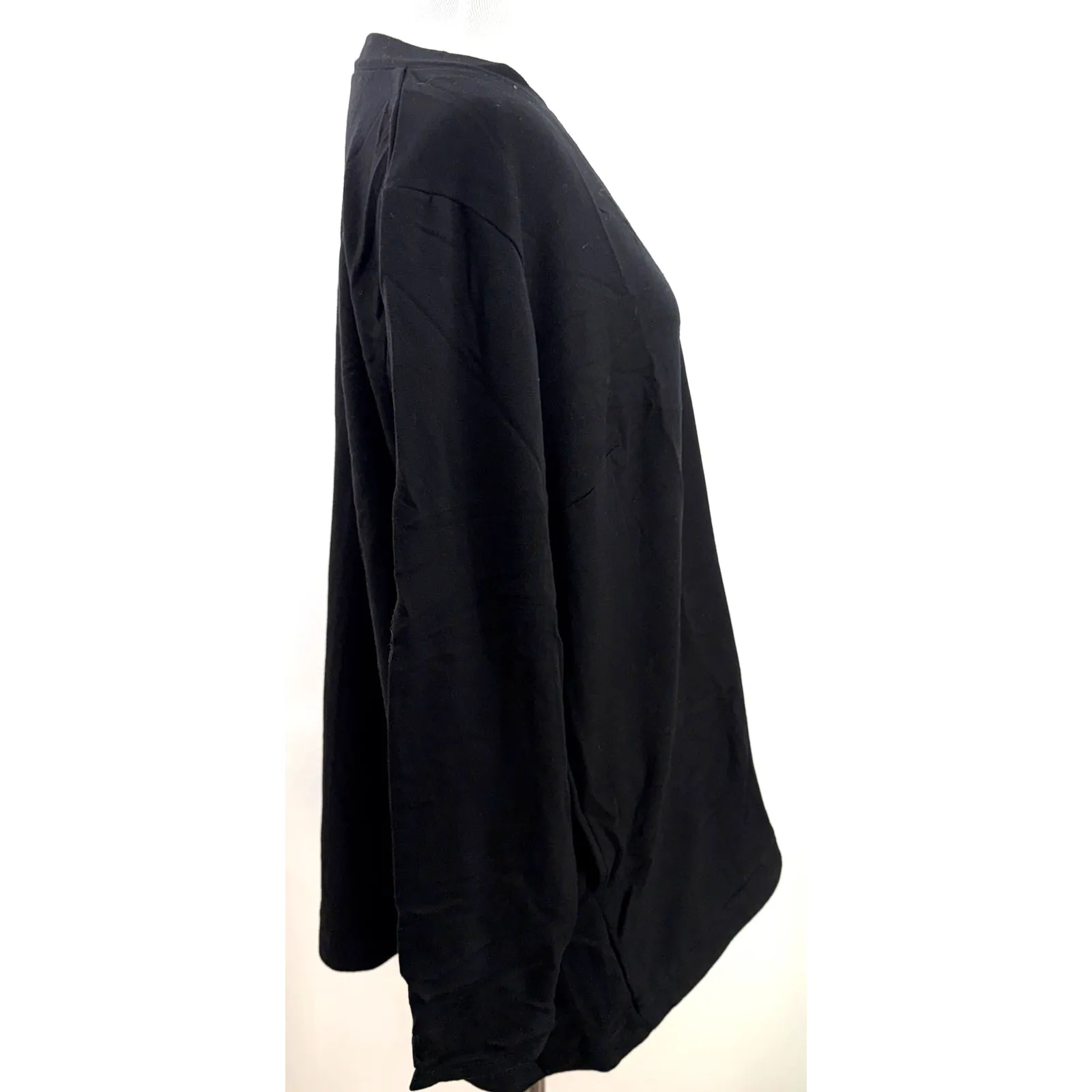 Eileen Fisher Women's Black Tencel V-Neck Full Zip Up Shirt Sweater - Image 3