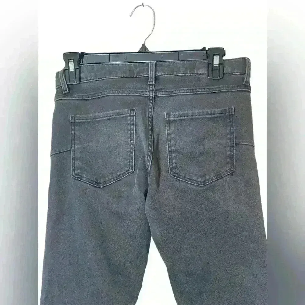 Zara Slim Fit Medium Rise Black Moto Jeans with Zipper Ankle‎ Size 4 - Image 8