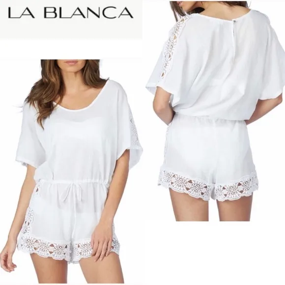 La Blanca  “Island Fare” White Coverup Romper Women’s Size M NWT - Image 2