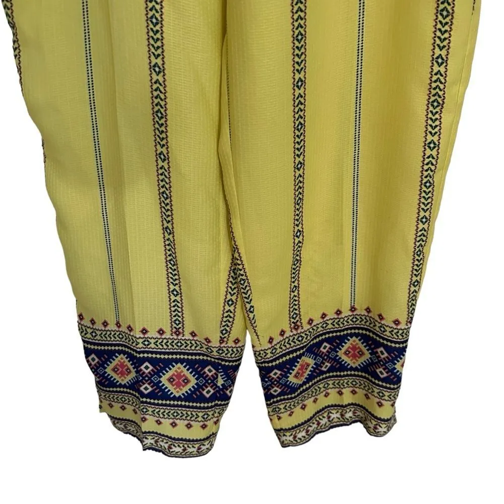Soft Surroundings Laguna Boho Bohemian Crop‎ Pants Yellow Women’s Size Large - Image 5