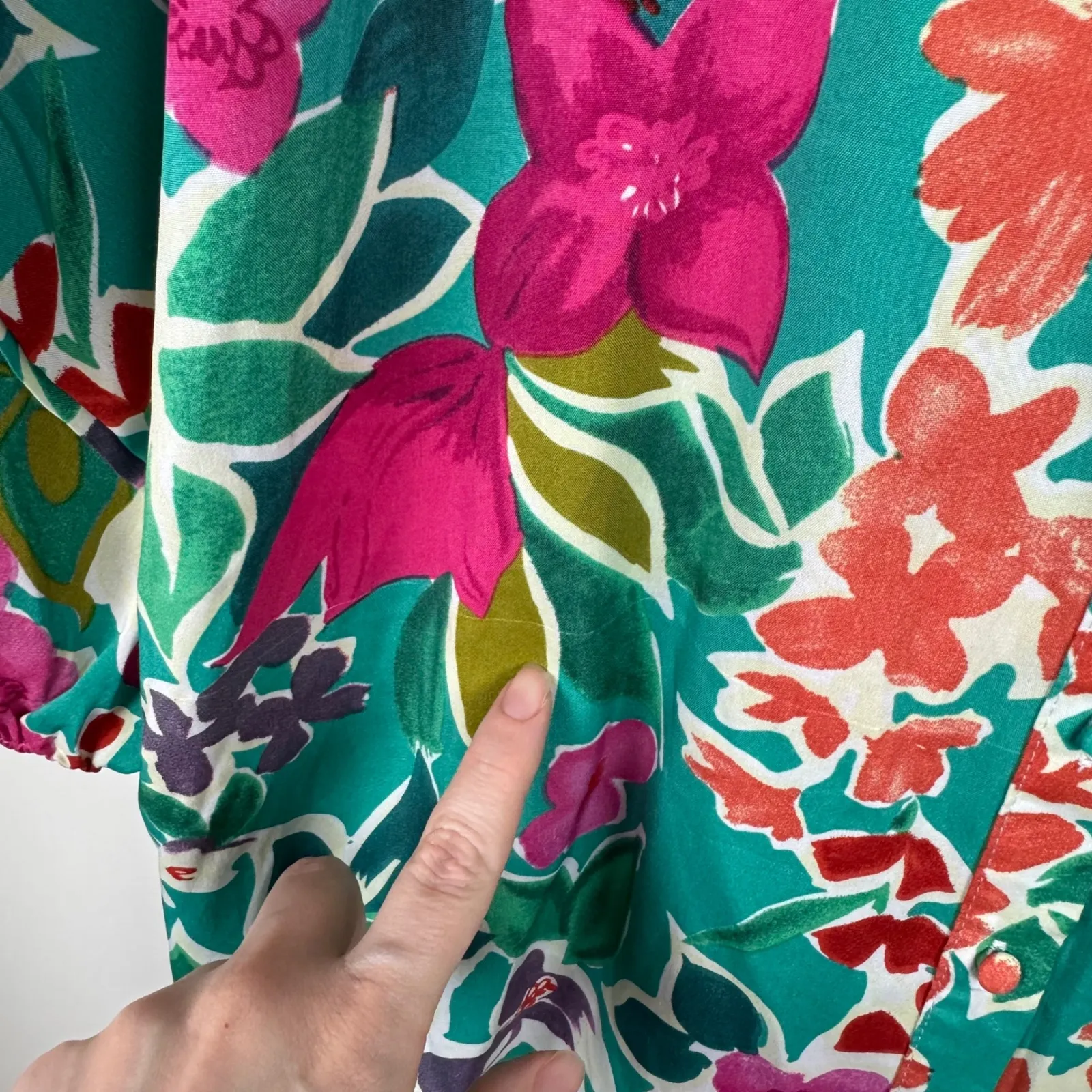 Umgee Womens Floral Button‎ Down Shirt Size Small Colorful Tropical Vacation - Image 4