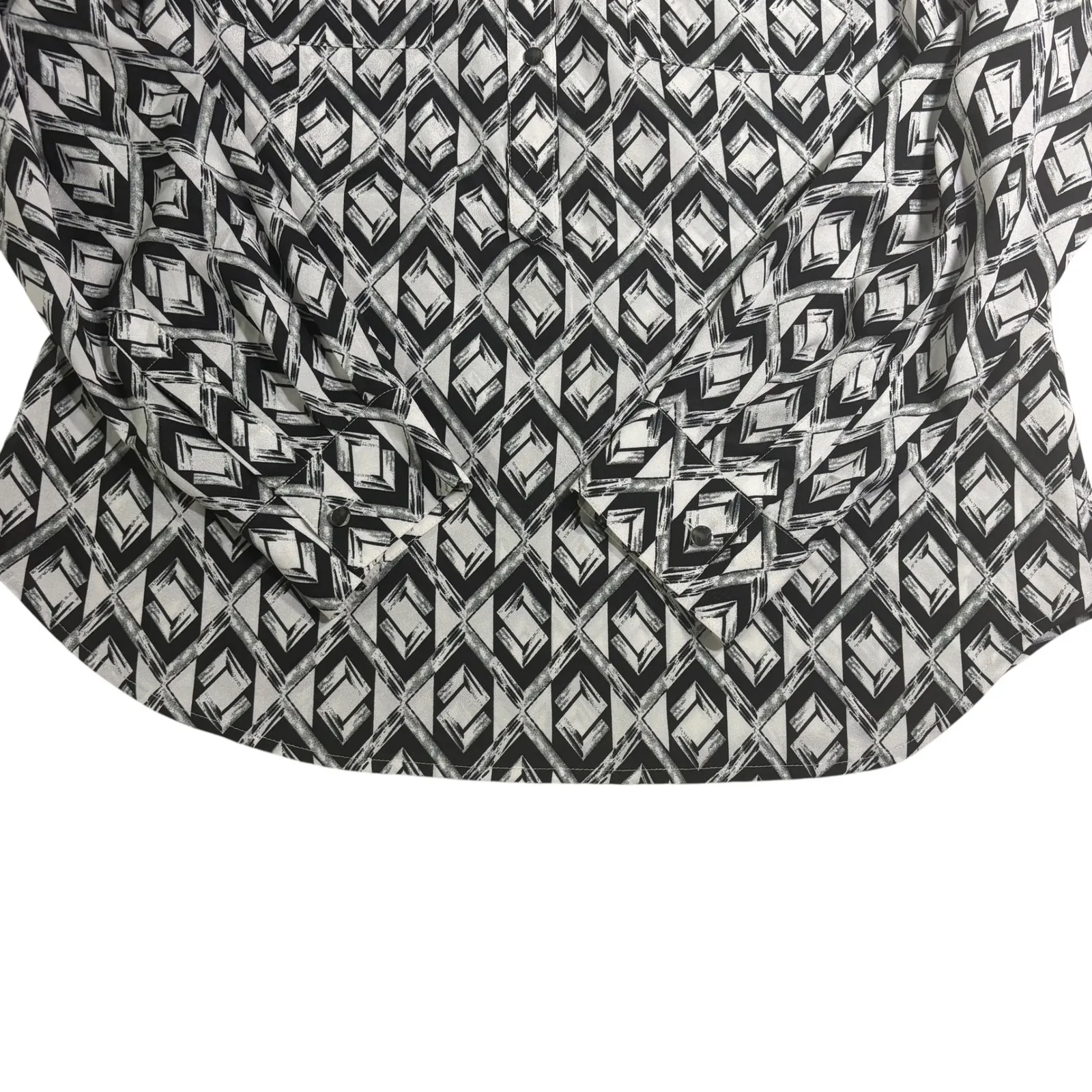 Ivanka Trump Blouse Diamond Print Long Sleeve Button Up Shirt‎ S/P - Image 4