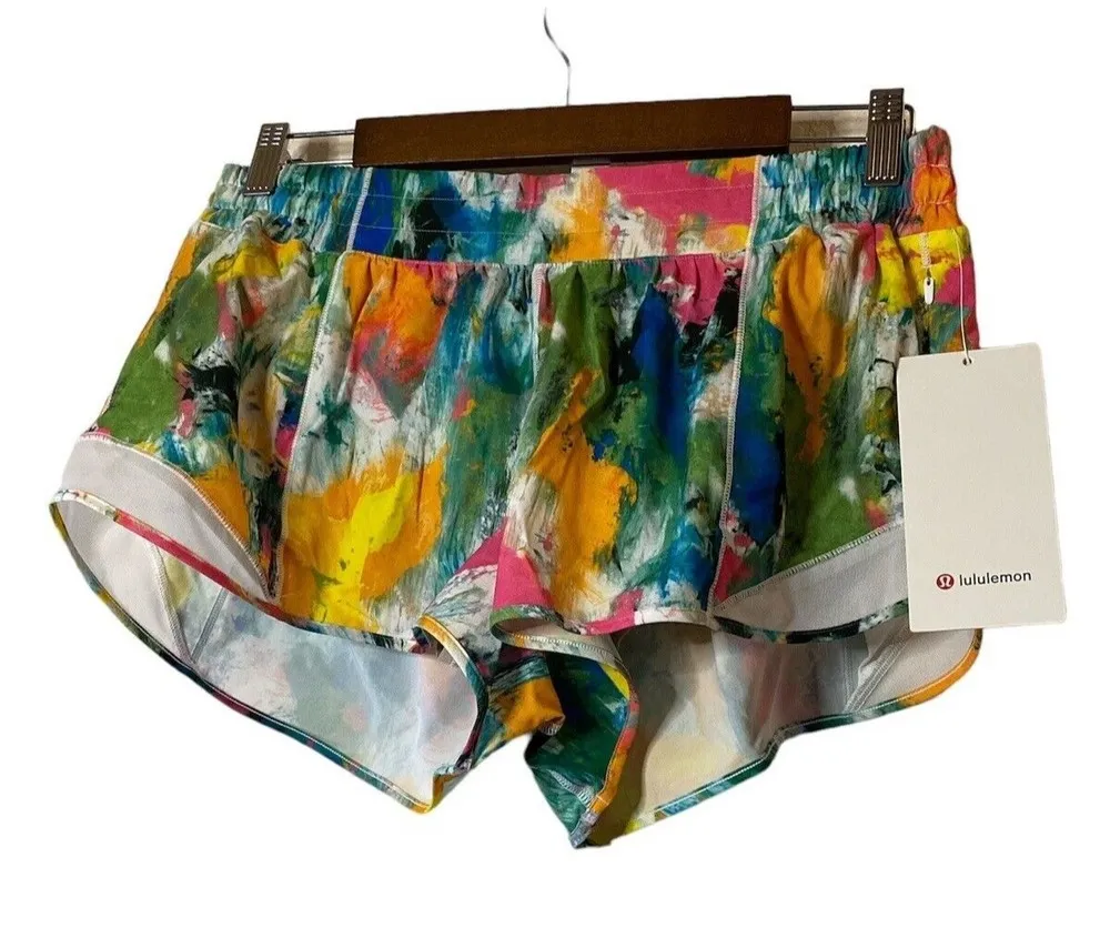 NWT Lululemon Hotty Hot LR Lined Shorts 2.5" No Limits White Multi White Sz 12 - Image 1