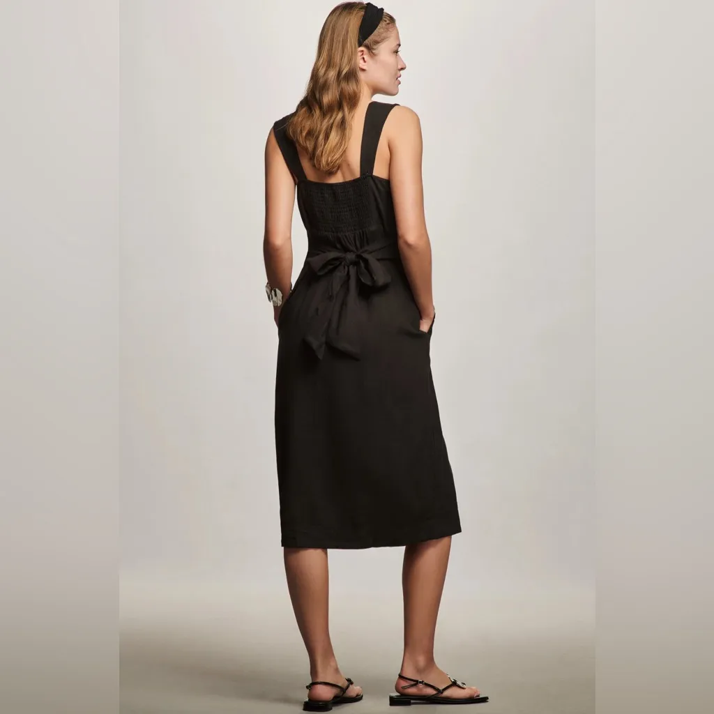 Pilcro Sleeveless Square-Neck Linen Midi Dress - Image 4