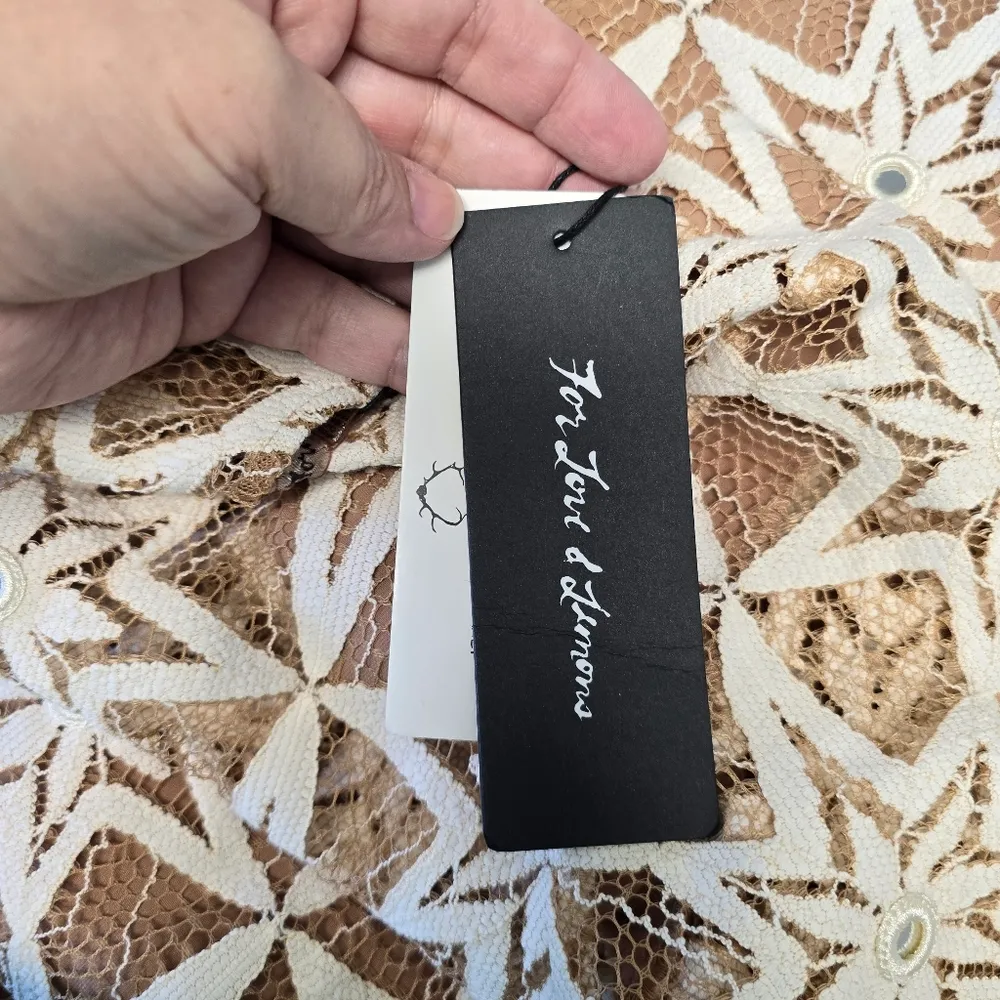 NWT For Love & Lemons Women Mini Star Metz Dress Nude White Lace Size Medium - Image 5