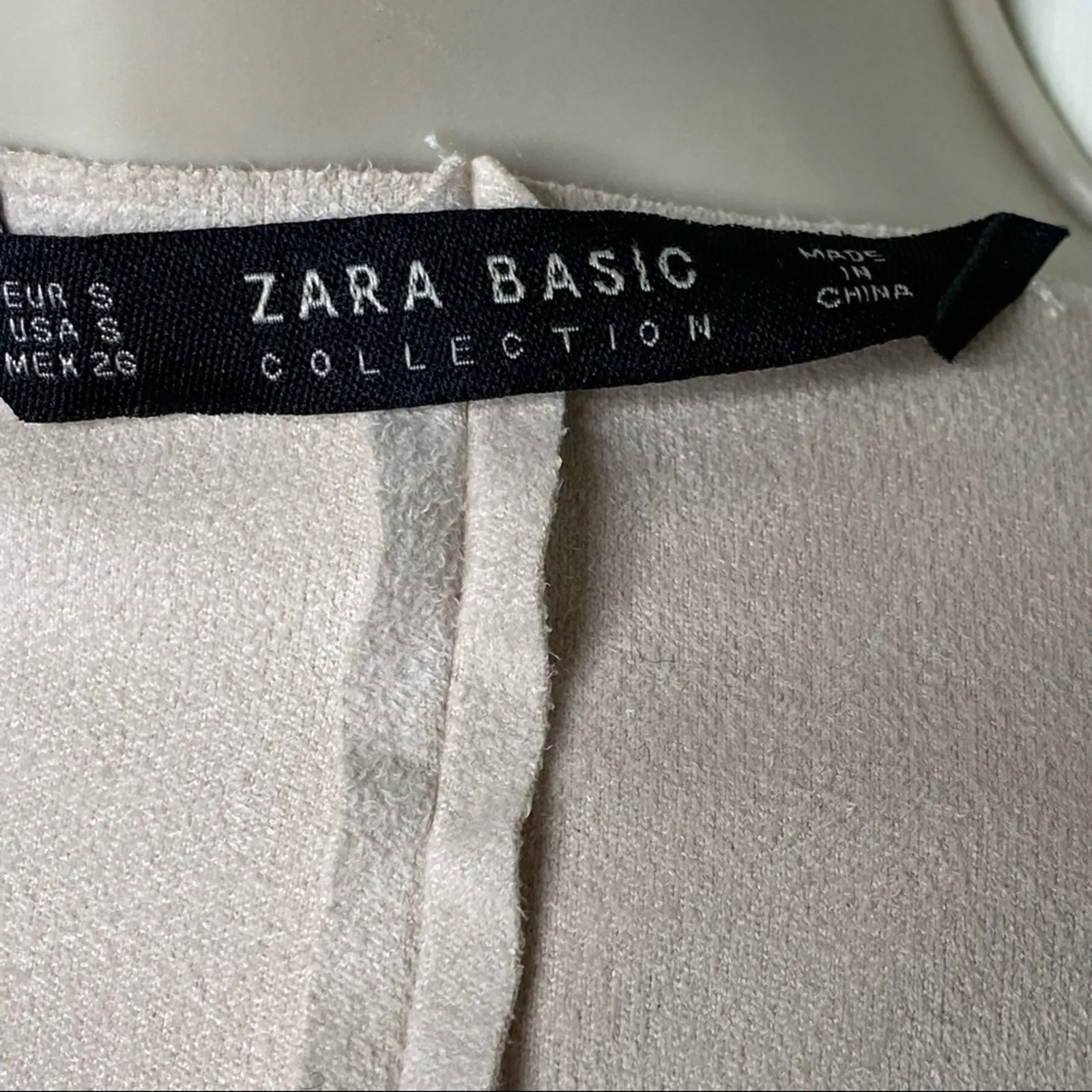 Zara Basic Open Front Drape Jacket Faux  Suede Cream sz S - Image 2