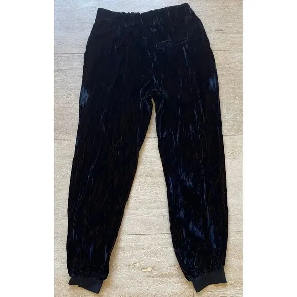 Alice + Olivia Black brown‎ Velvet Joggers Lounge Pants Elastic Waist Cuffs XS - Image 6