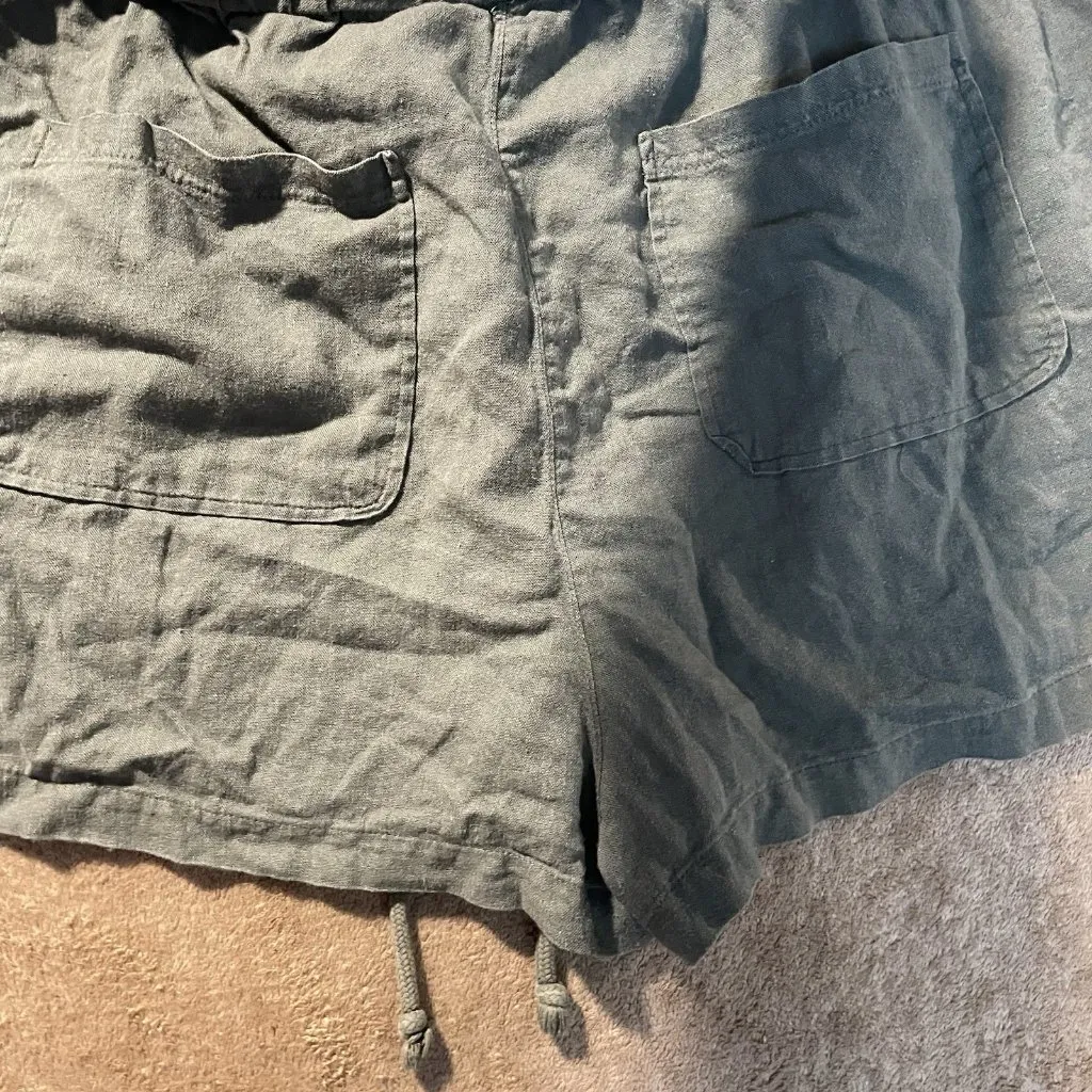 Universal Thread Shorts Womens XXL 2X Linen Olive Green Paper Bag Drawstring - Image 3