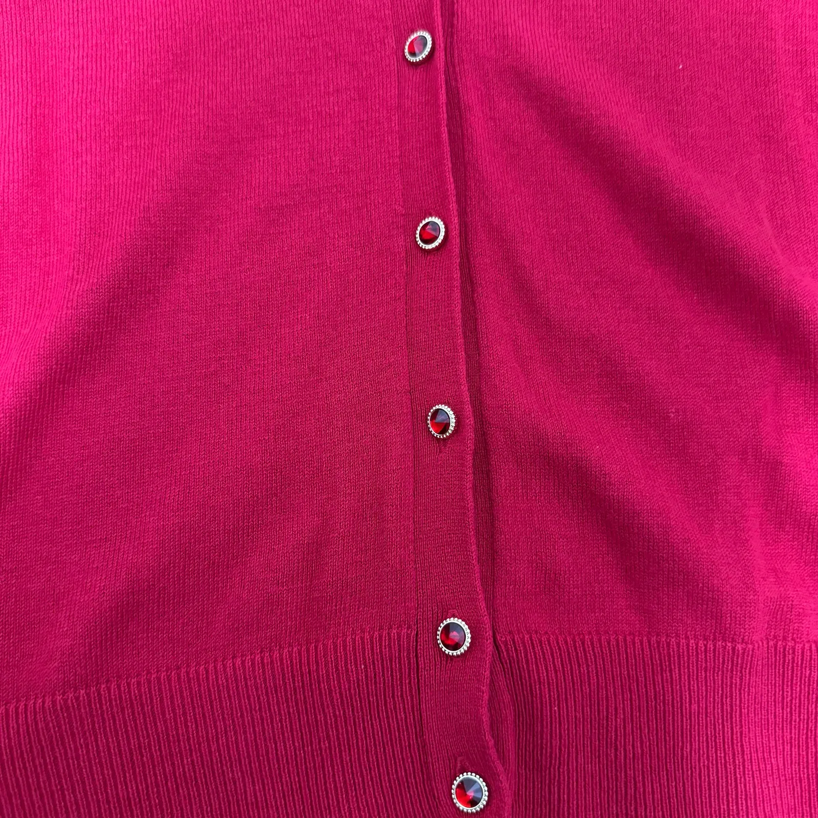 New York & Company Size large 7th Avenue Red Cardigan Jewel Buttons jewels - Image 5