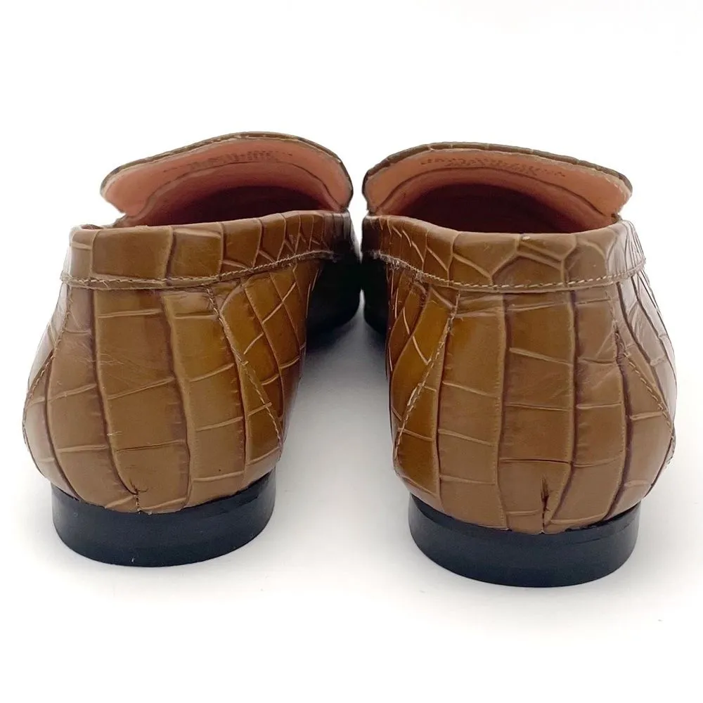 NEW J. Crew Cecile Croc Embossed Leather Slipper Loafer Tan Slip-On Size 7 NWOB - Image 9