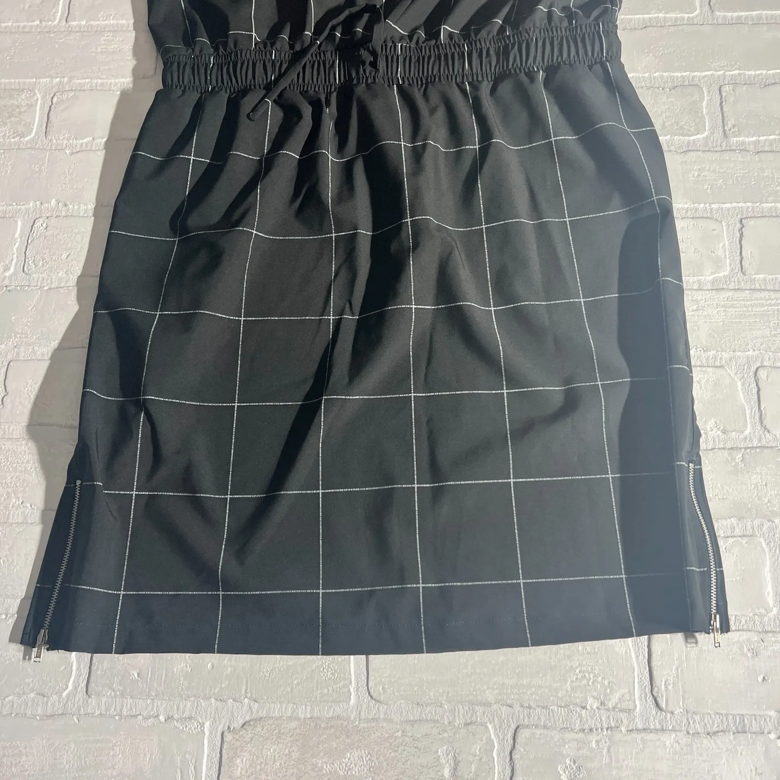 Albion Going Places Dress Womens Large Black Windowpane Nylon Pockets Travel L - Image 12