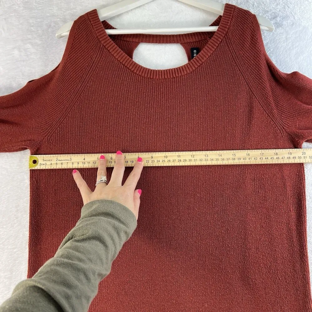 Torrid  Plus 1 1X Pullover Cold Shoulder Sweater Knit Pullover Back Keyhole Brick - Image 9