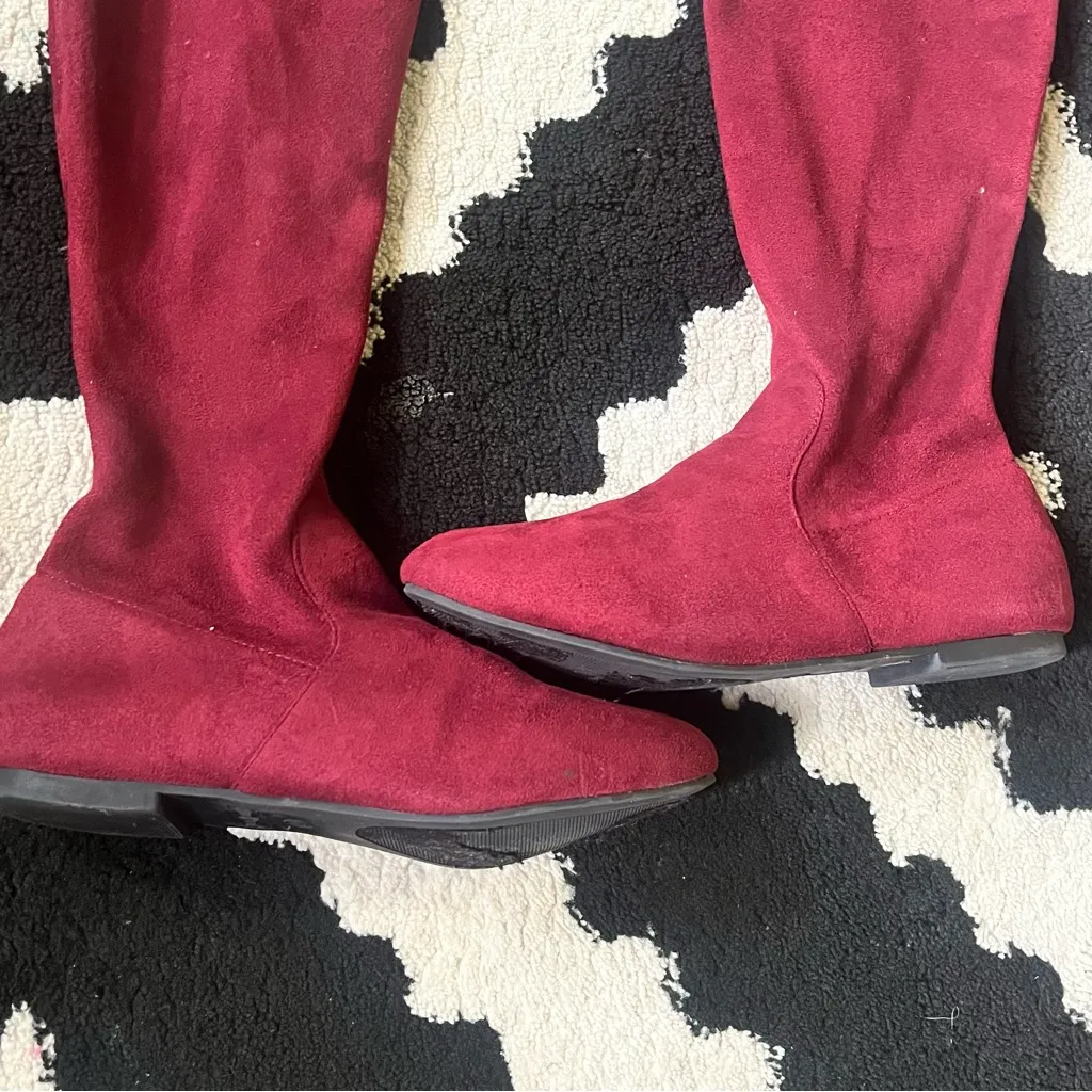 Nature Breeze Burgundy Over-the-Knee Boots - Image 8