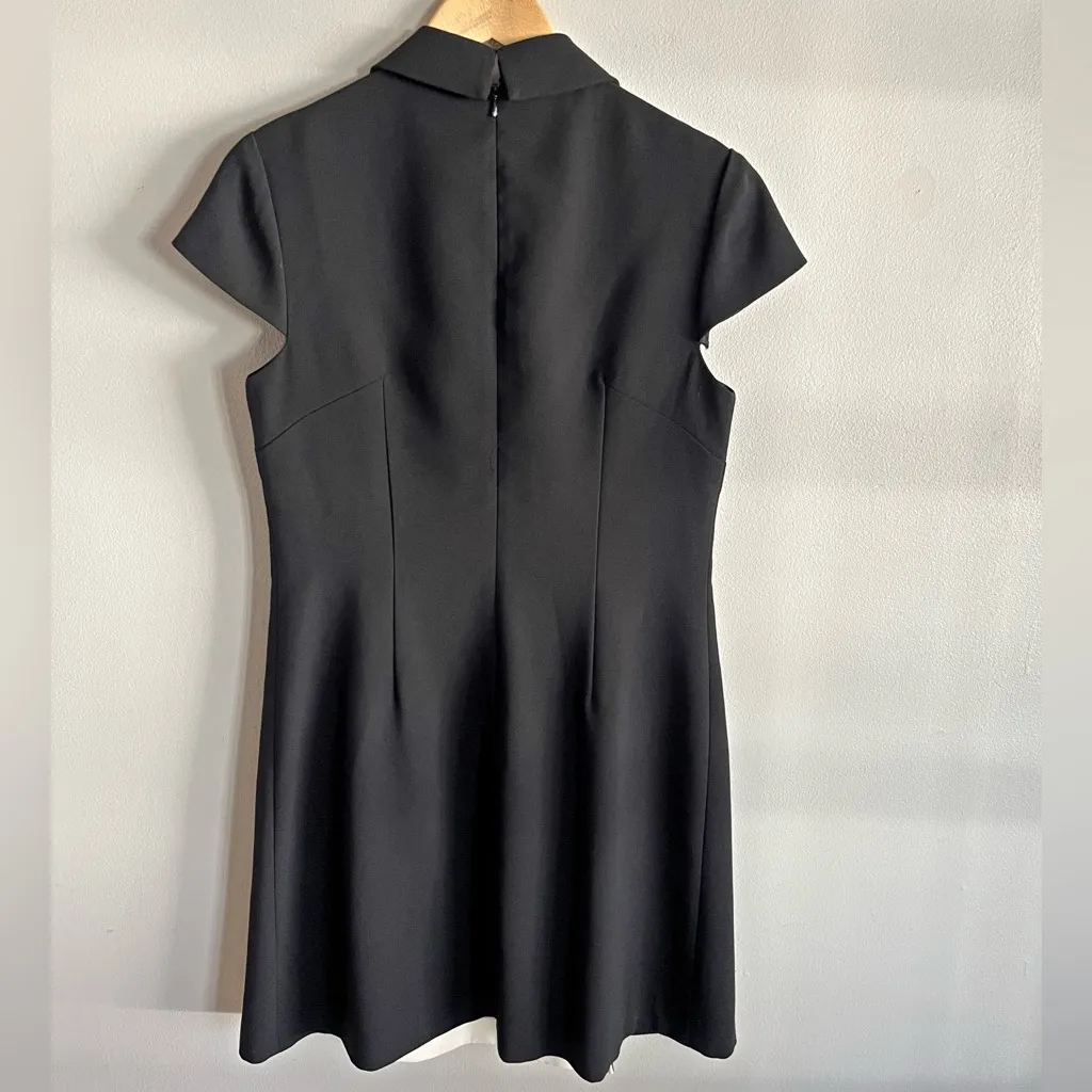 Jill Jill Stuart Black Bow Collar Shift Dress Ivory Inset Cap Sleeve Size 10 - Image 8