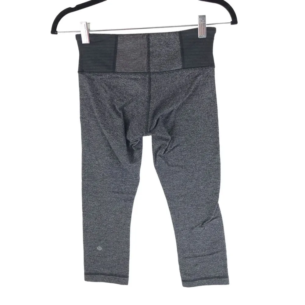Lululemon Womens Wunder Under Crop Heathered Herringbone Black Gray 4 - Image 2