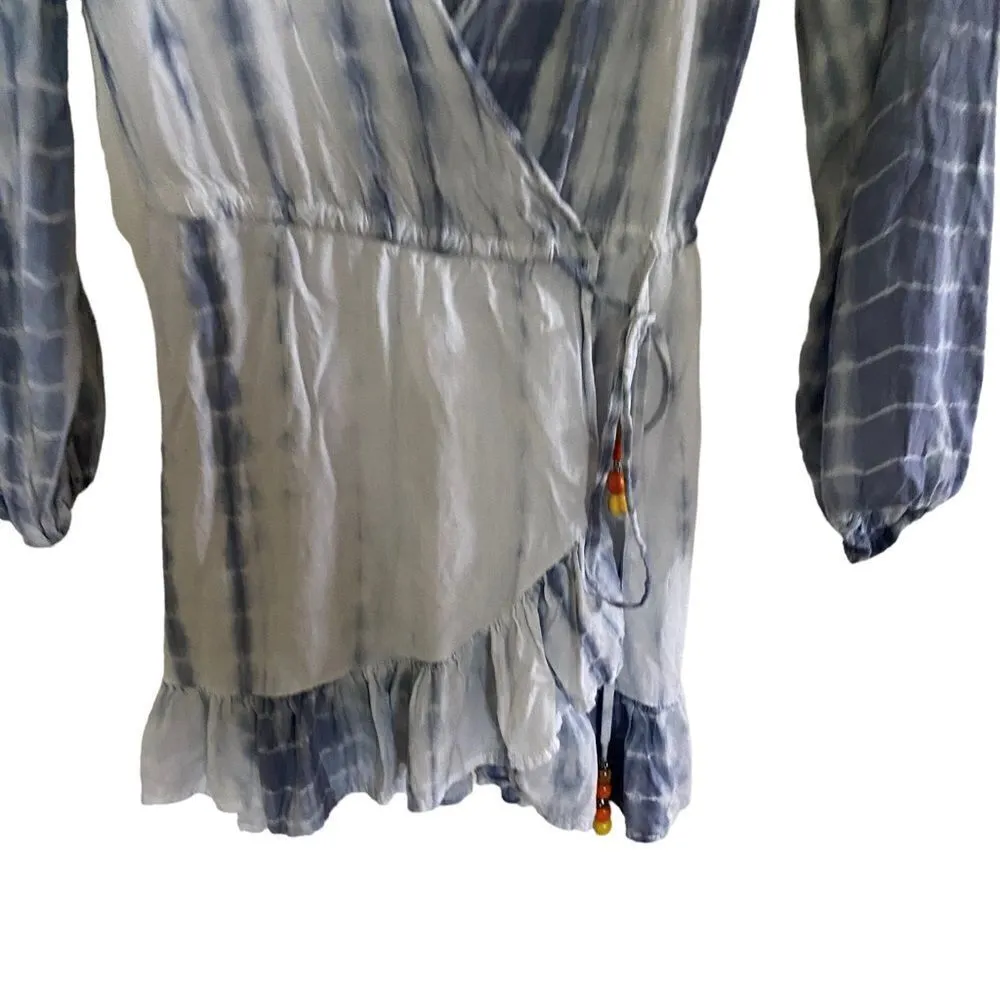 Blue Island XS wrap around bathing suit cover up drawstring waist - Image 3