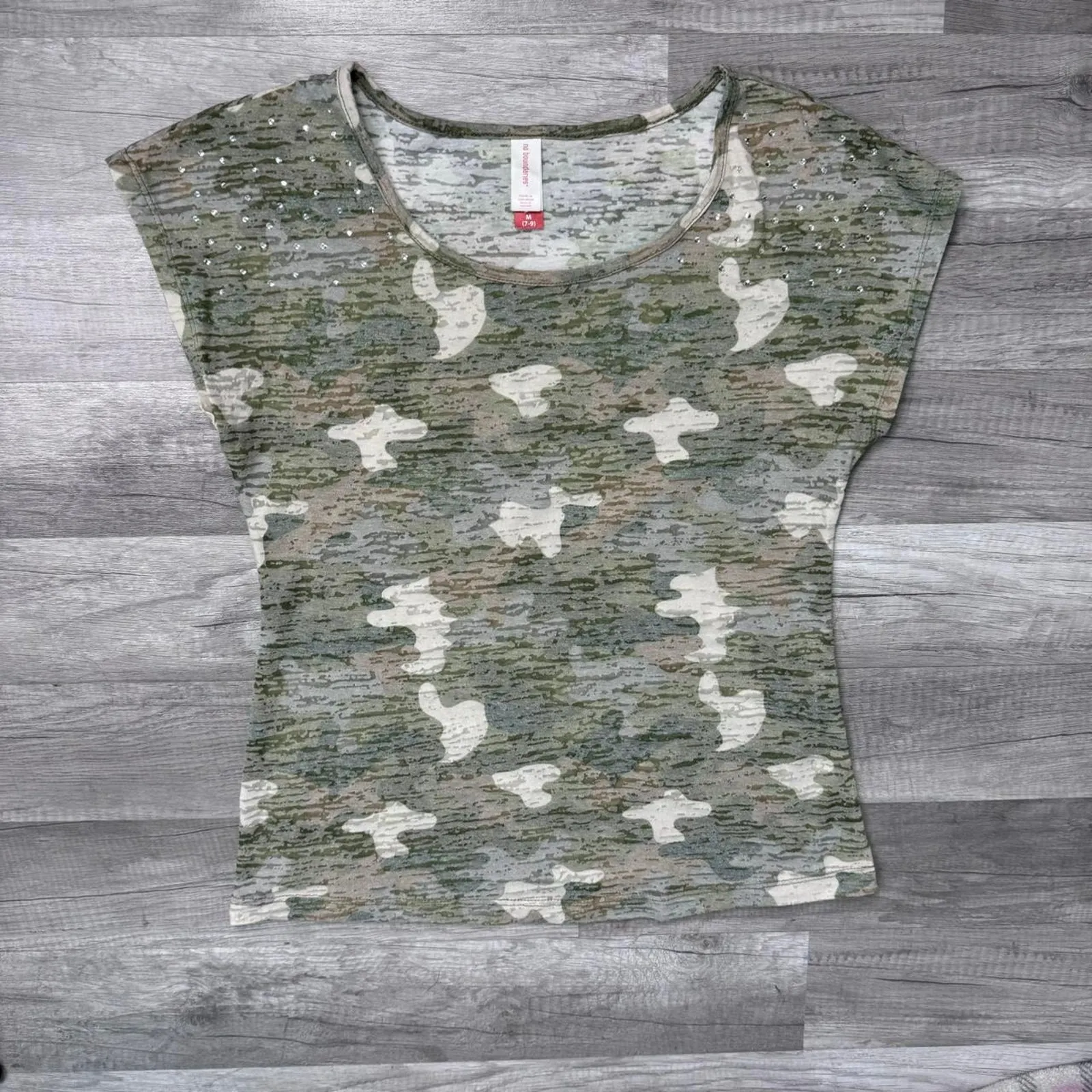 Camo Tee Shirt Semi Sheer Burn Out T-Shirt Y2K 00s Indie Sleaze Grunge SZ Medium - Image 4