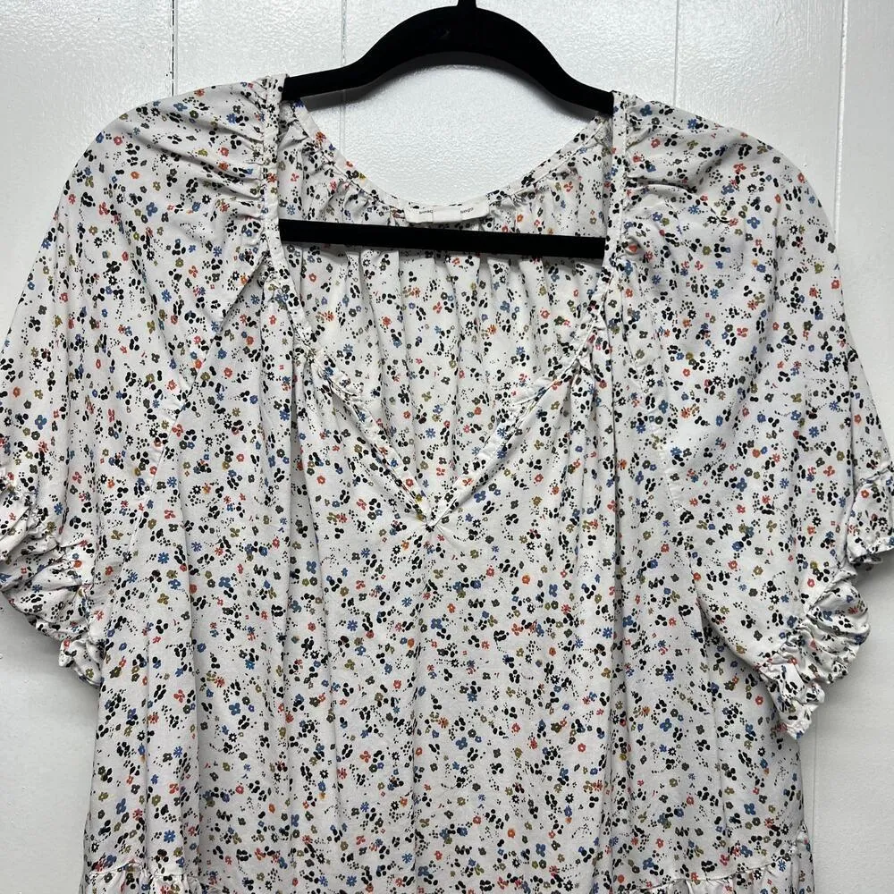 Beach Lunch Lounge Womens Floral Bohemian Romantic Cottage Peplum Top Size Lage - Image 3