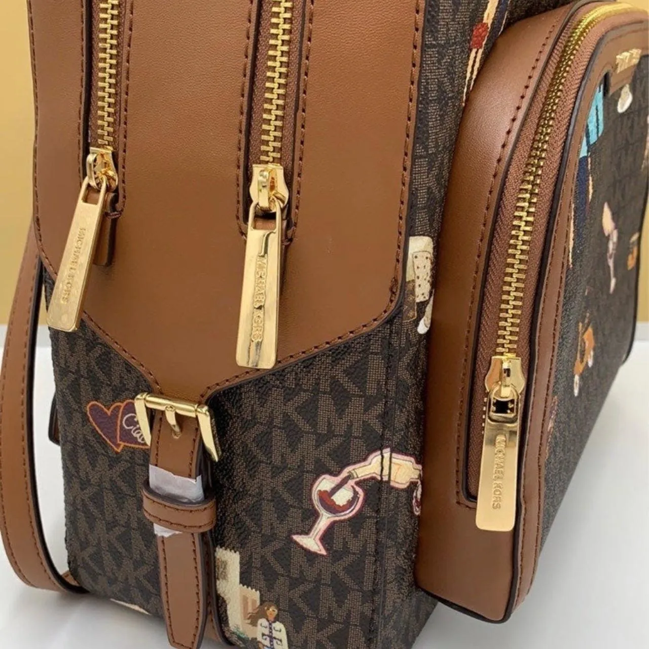 Brown Multi Jaycee Large Zip Jet Set Girls Print Backpack - Image 8