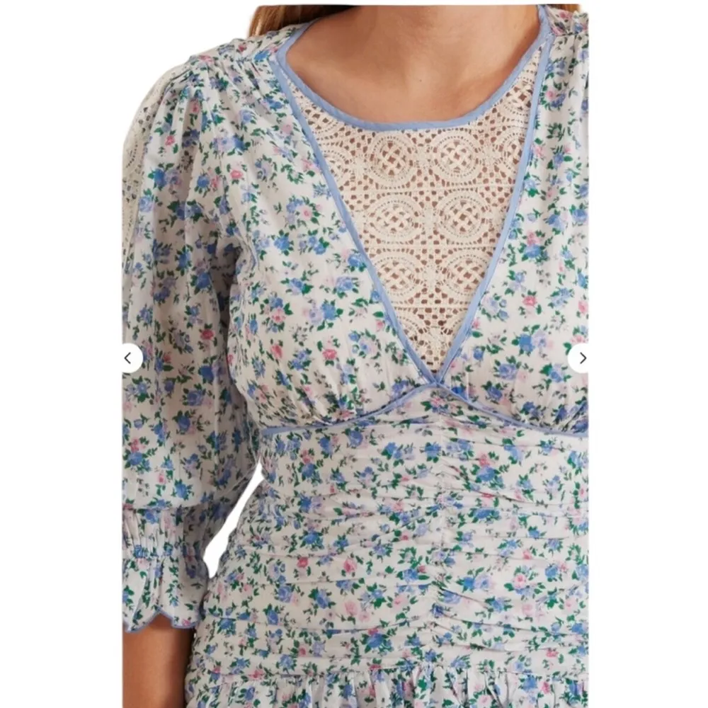 LoveShackFancy Marquise Mini Dress in Blue Jay Song - Image 3