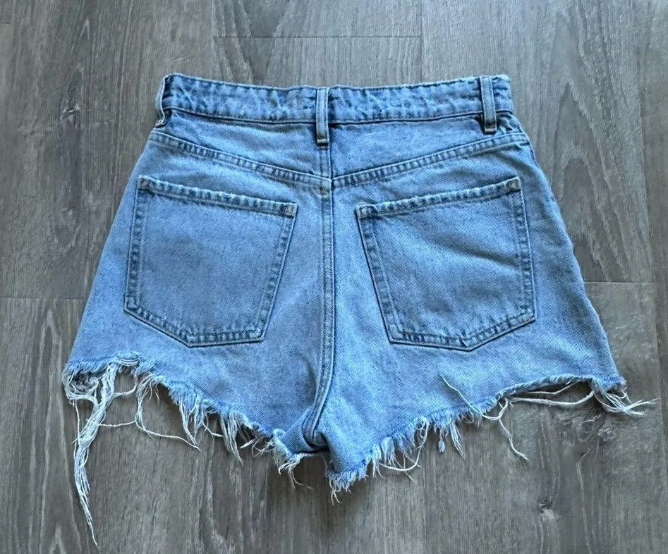 Zara Button Fly High Waist Denim Shorts Size 4 - Image 2