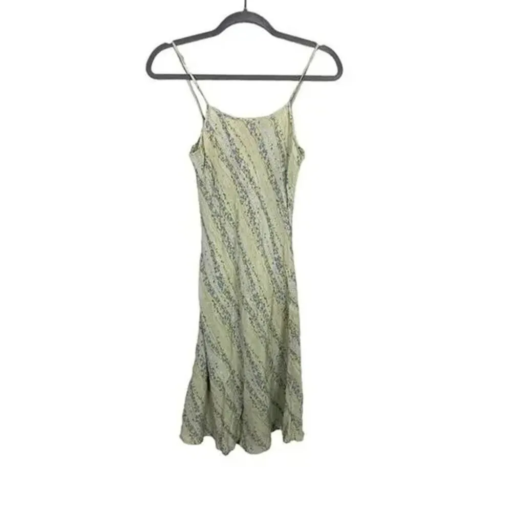 Zara Shimmery Floral Print Spaghetti Strap Slip Maxi Dress Lined 10 Green #3287 - Image 10