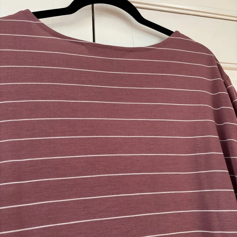Free Fly Apparel Rose White Stripe 3/4 Sleeve‎ UPF Size Large Sangria Outdoor Pink - Image 7