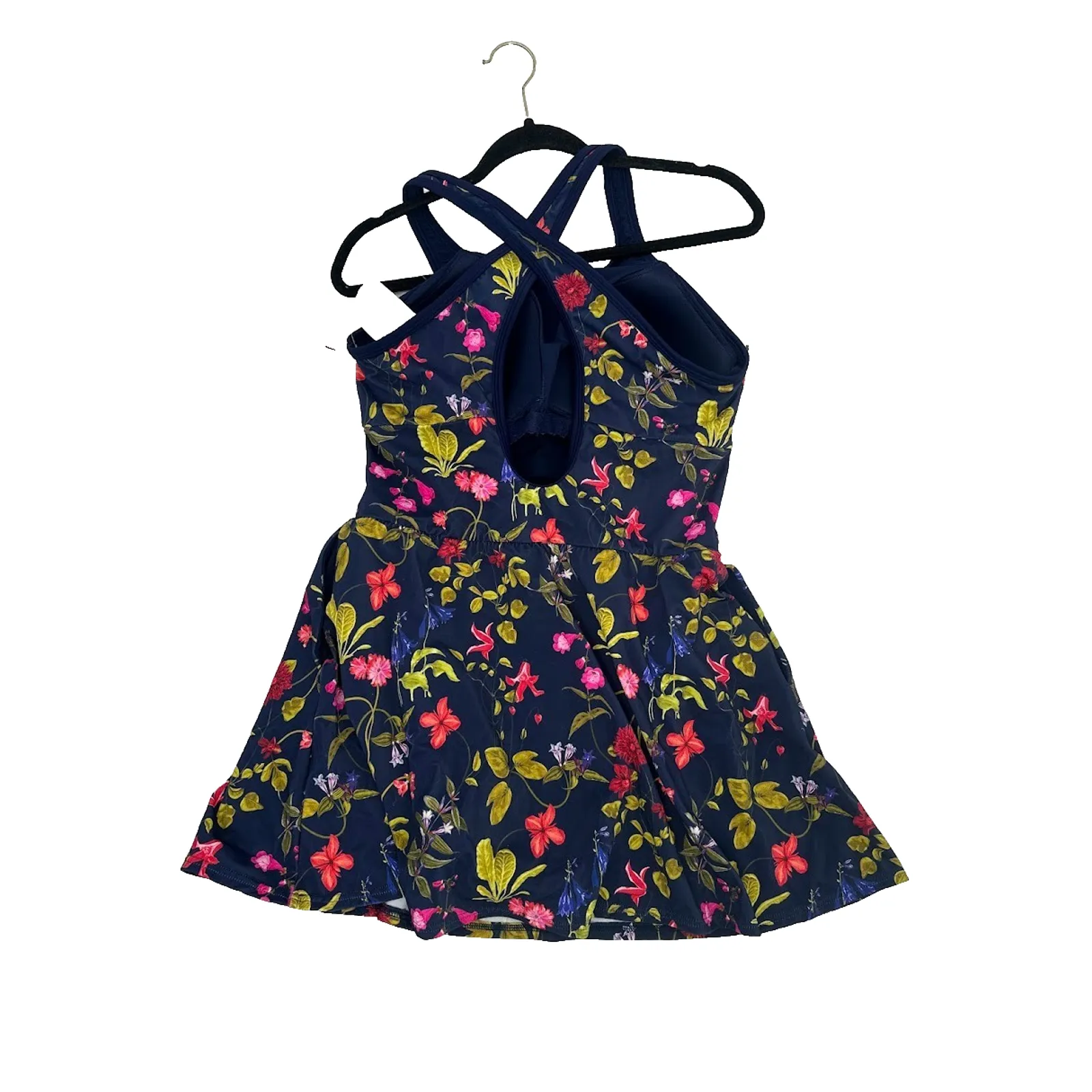 Lands End Tugless High Neck Swim Dress 12 Long Padded Modest Floral Swimsuit NEW - Image 3