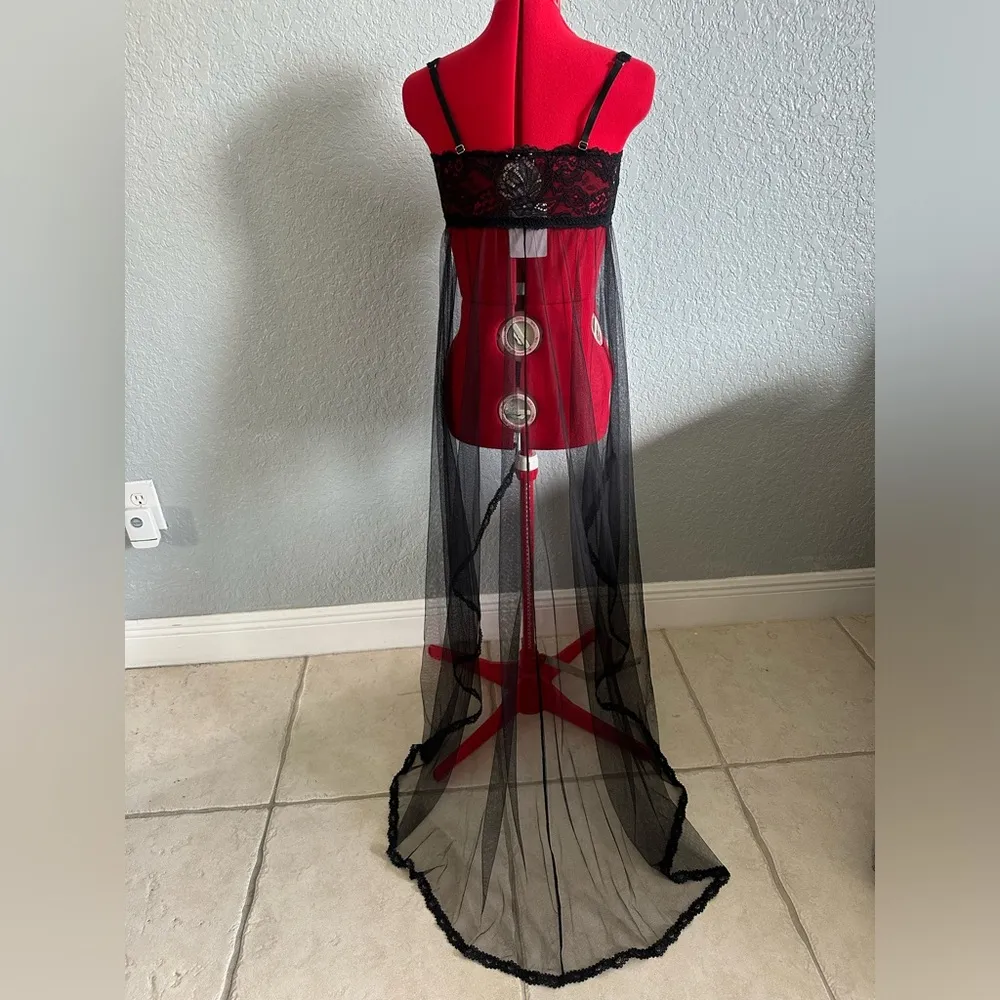 Savage X Fenty Corded Lace And Tulle Maxi Slip Lingerie, S NEW - Image 4