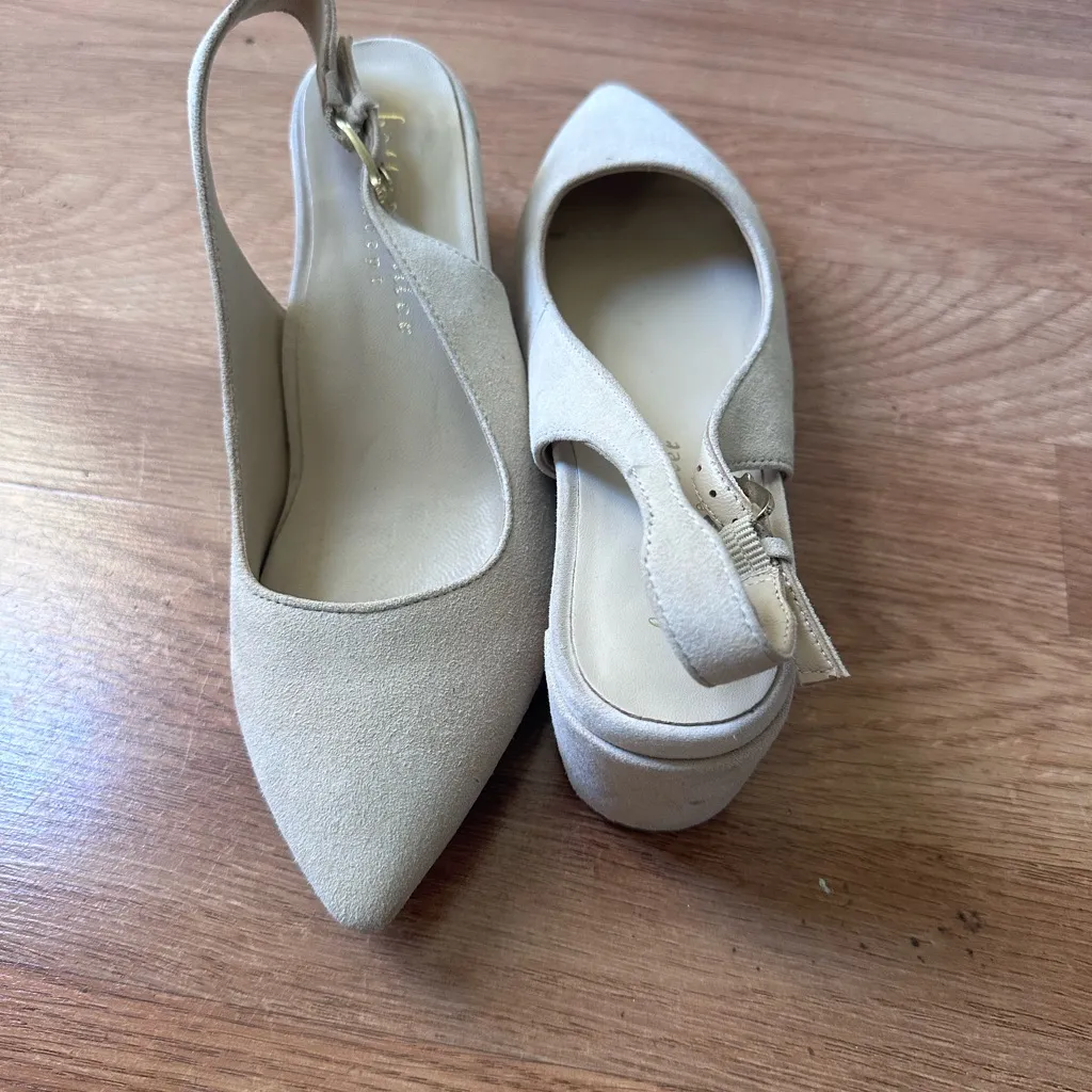 Bettye Muller Cream Slingback Heels - Image 5