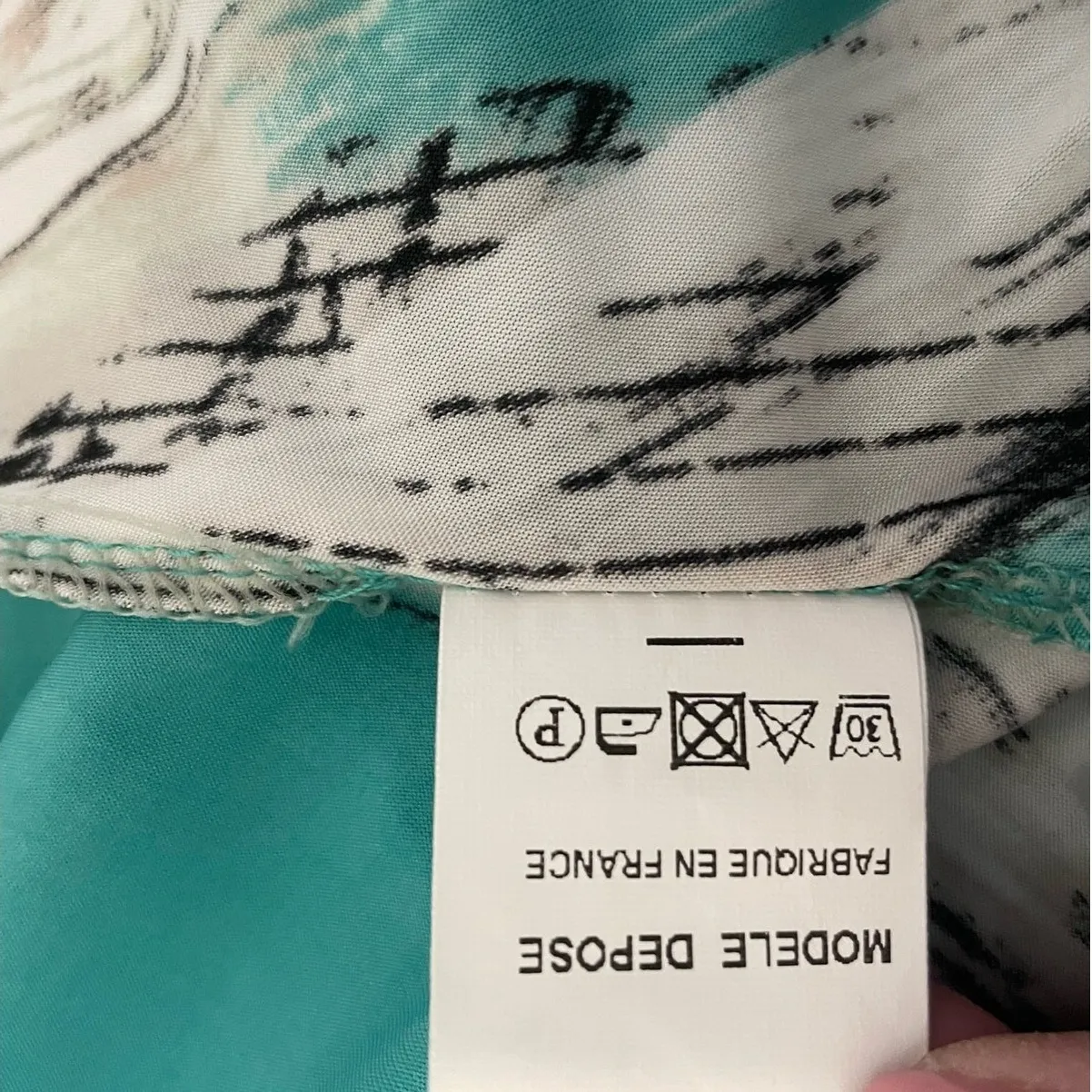 Lior‎ Paris Women Tunic Top S Teal Black Abstract Jersey Lagenlook Artsy Modern Blue - Image 11