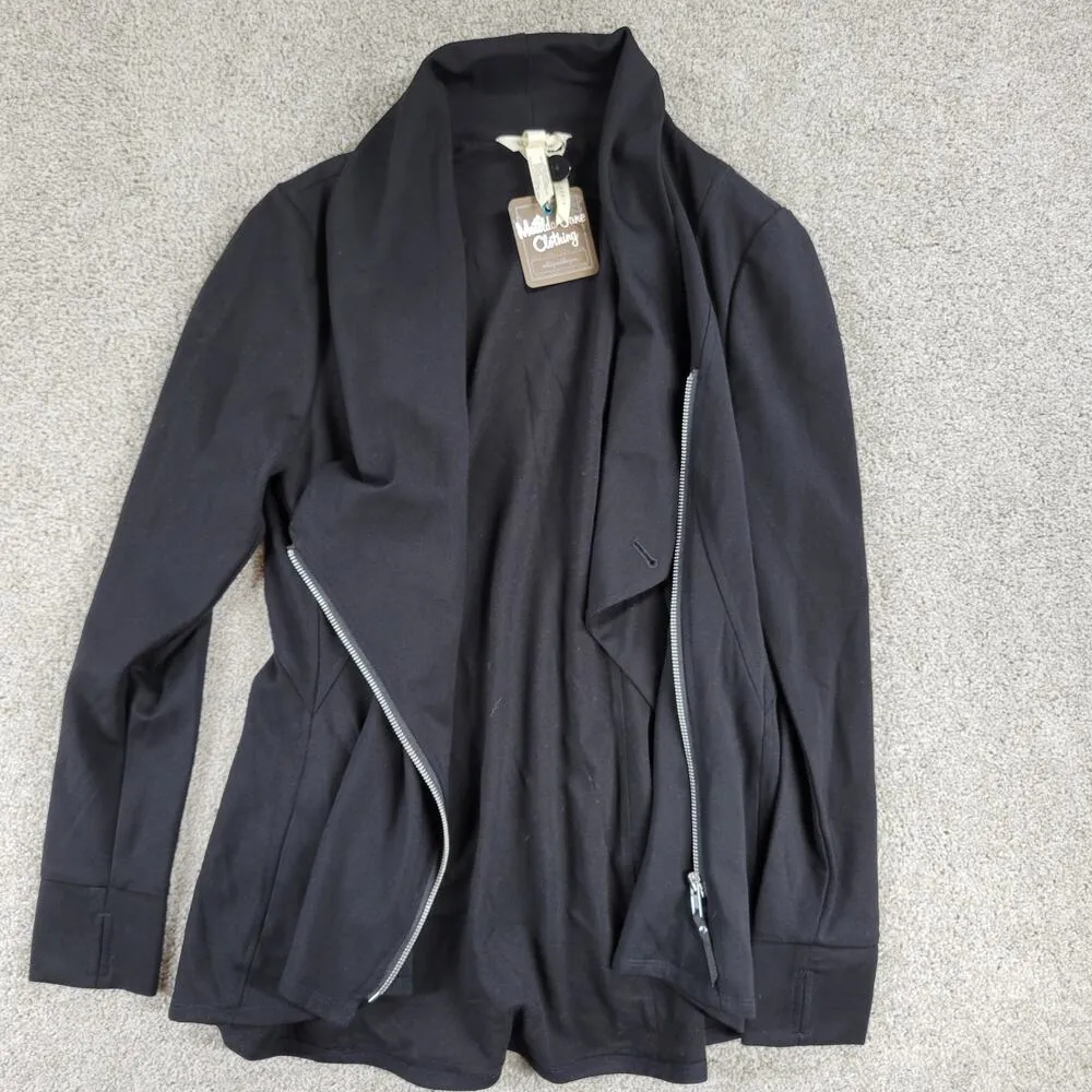 Matilda Jane Womens Just Imagine Laia Jacket S Black Ponte Zippered Thumbholes - Image 4