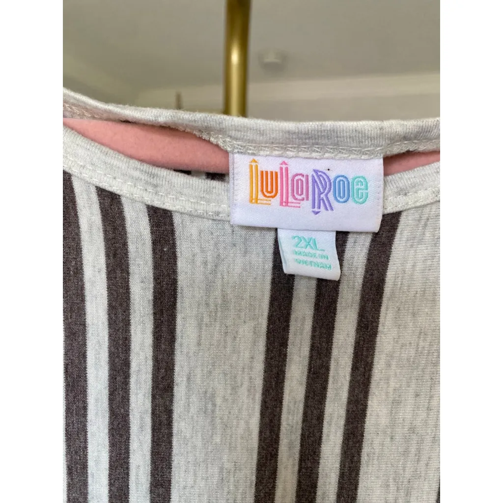 LuLaRoe Striped Midi Dress 2XL Vaca Resort Travel Lounge Soft Teacher Boho Cozy - Image 5