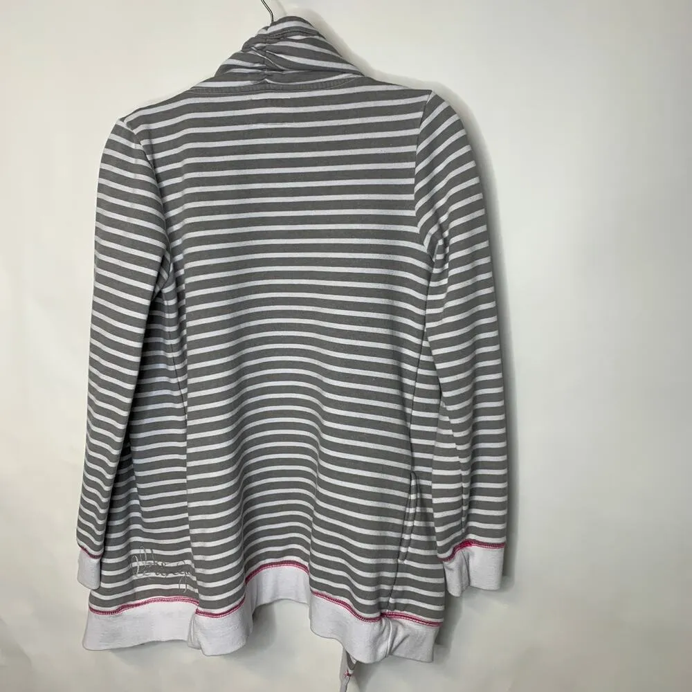 BKE  Gray White Striped Lounge Jacket Robe Sz Medium - Image 2