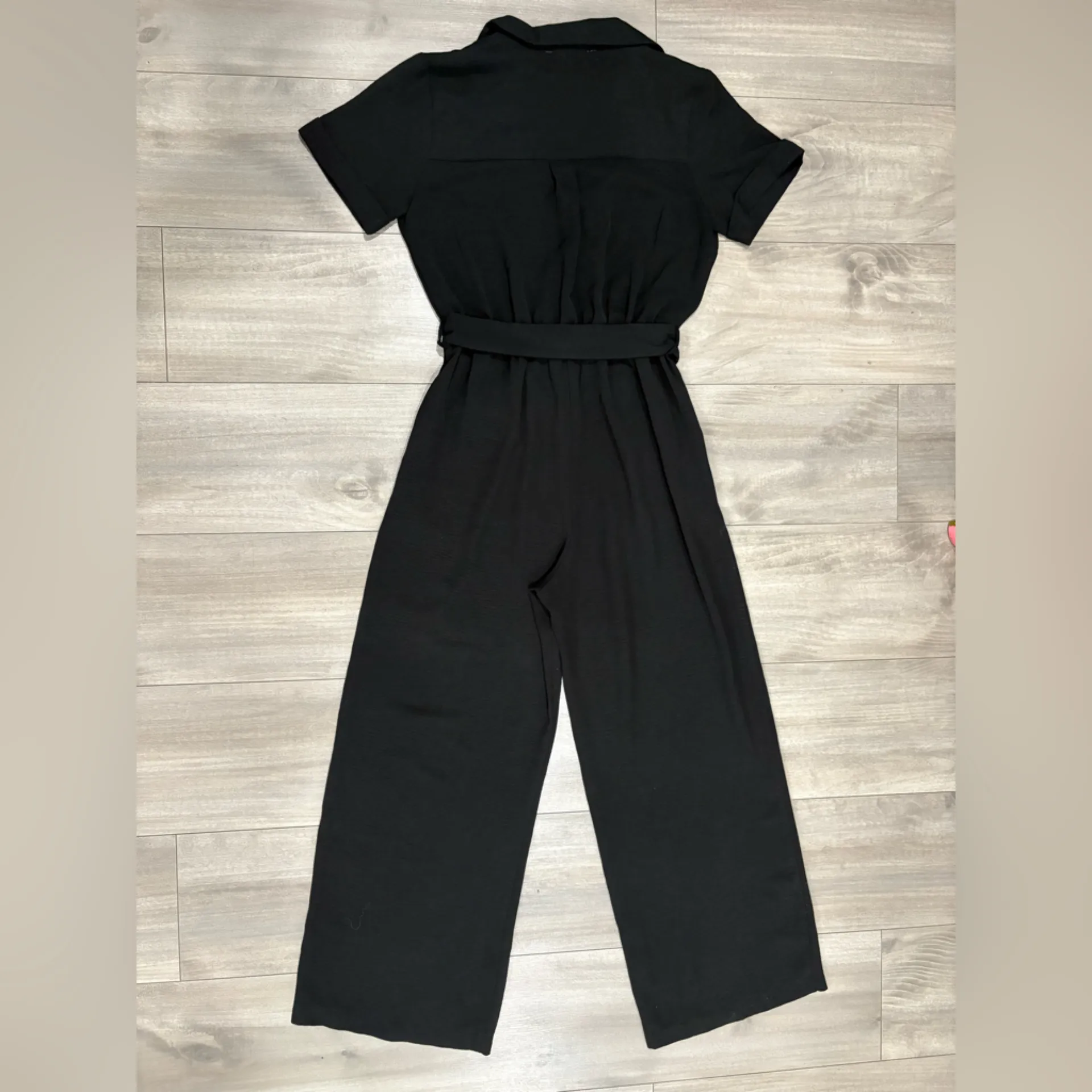 Monteau Black Belted Jumpsuit Short Sleeve Size S - Image 2
