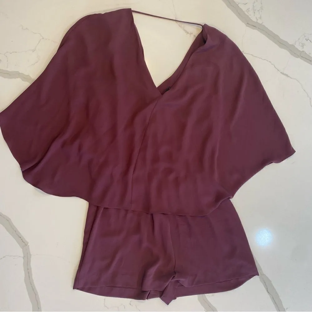 BCBGMAXAZRIA "Carie" Burgundy Short Romper - Image 5