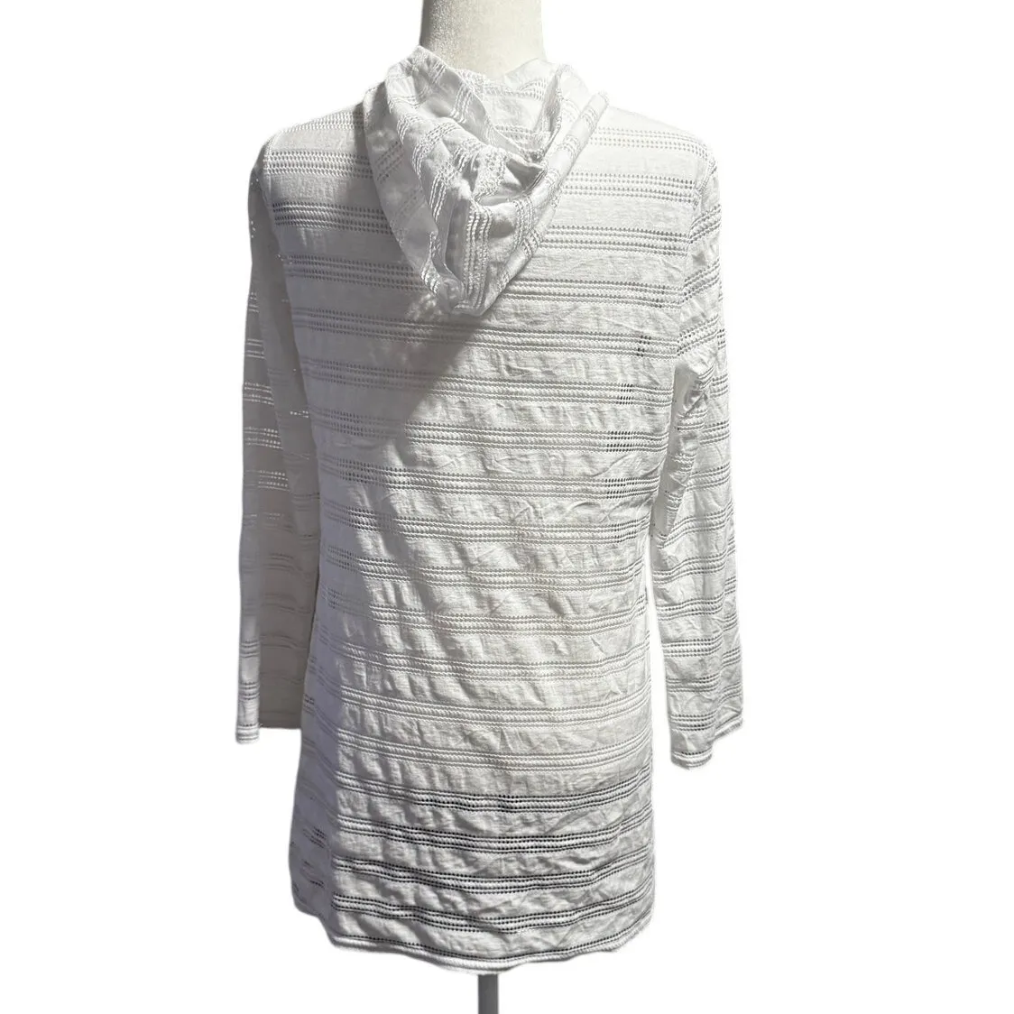 prAna White Hooded Lace-Up Swim Cover-Up Tunic Hoodie Size M - Image 2
