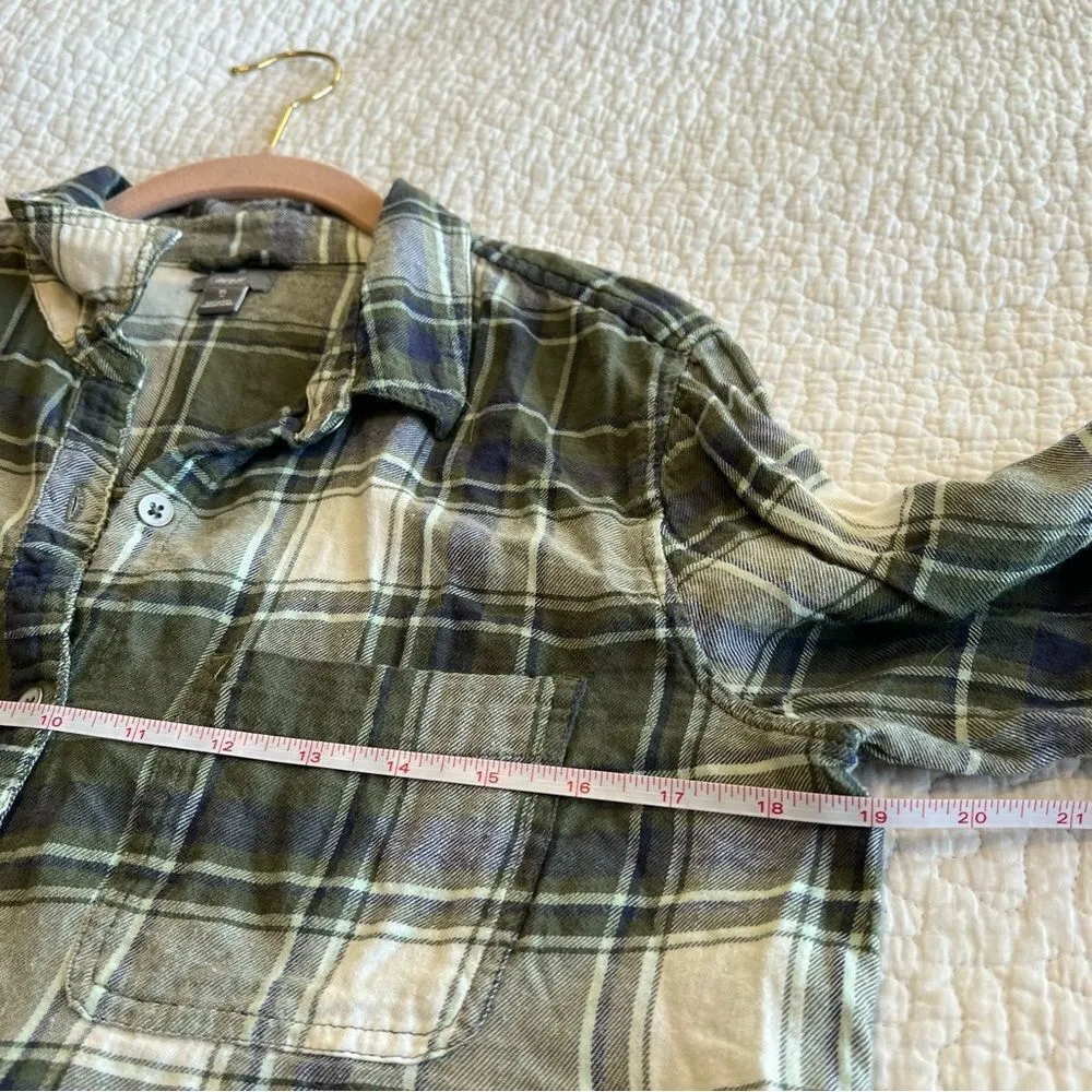 ✨ Aerie Women’s Green Plaid Button Down Shirt XS - Image 8