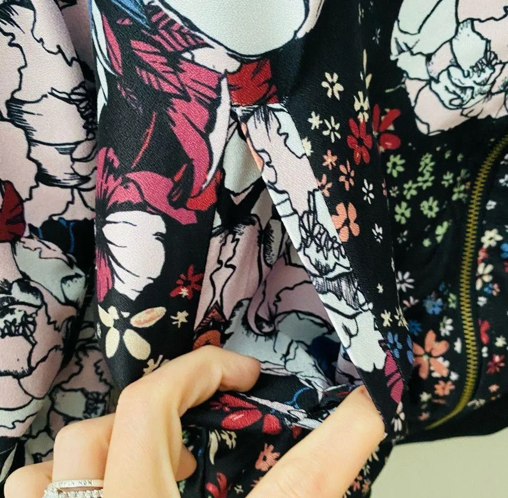 Elodie Floral Print Bomber Jacket Sz Medium - Image 4