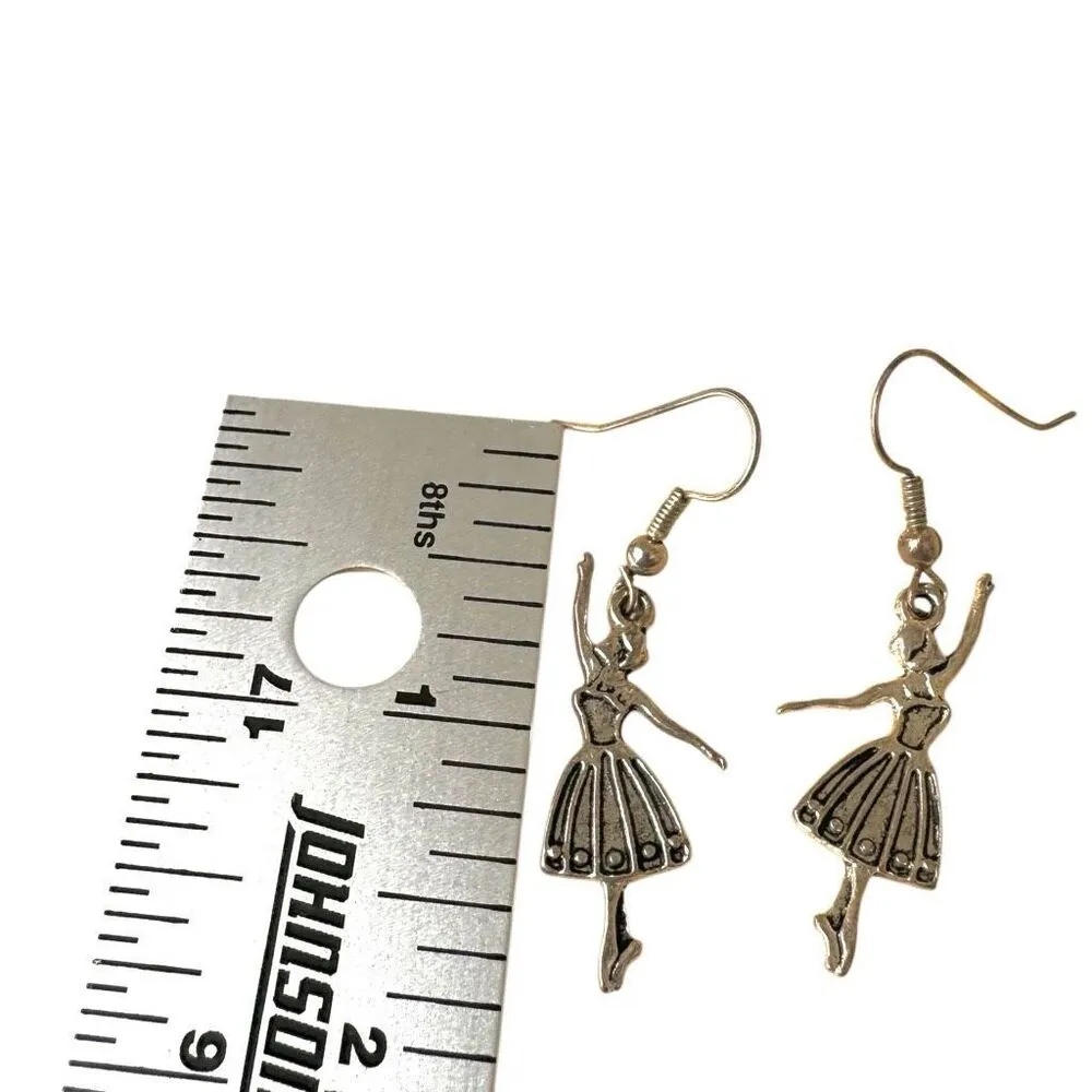 Ballerina Dangle Earrings – Silver Tone - Image 8