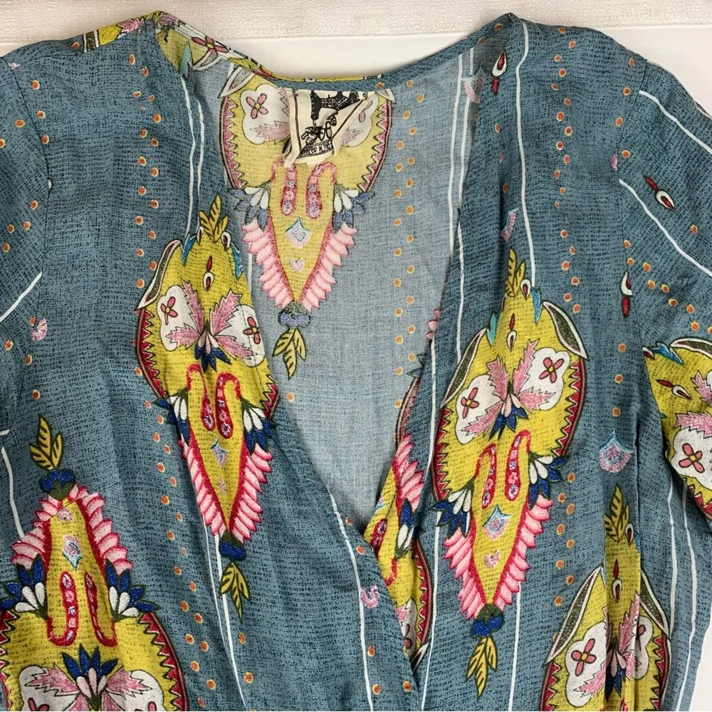 Jaase women's small blue jumpsuit wide leg romper one-piece boho crop fit vaca c - Image 7